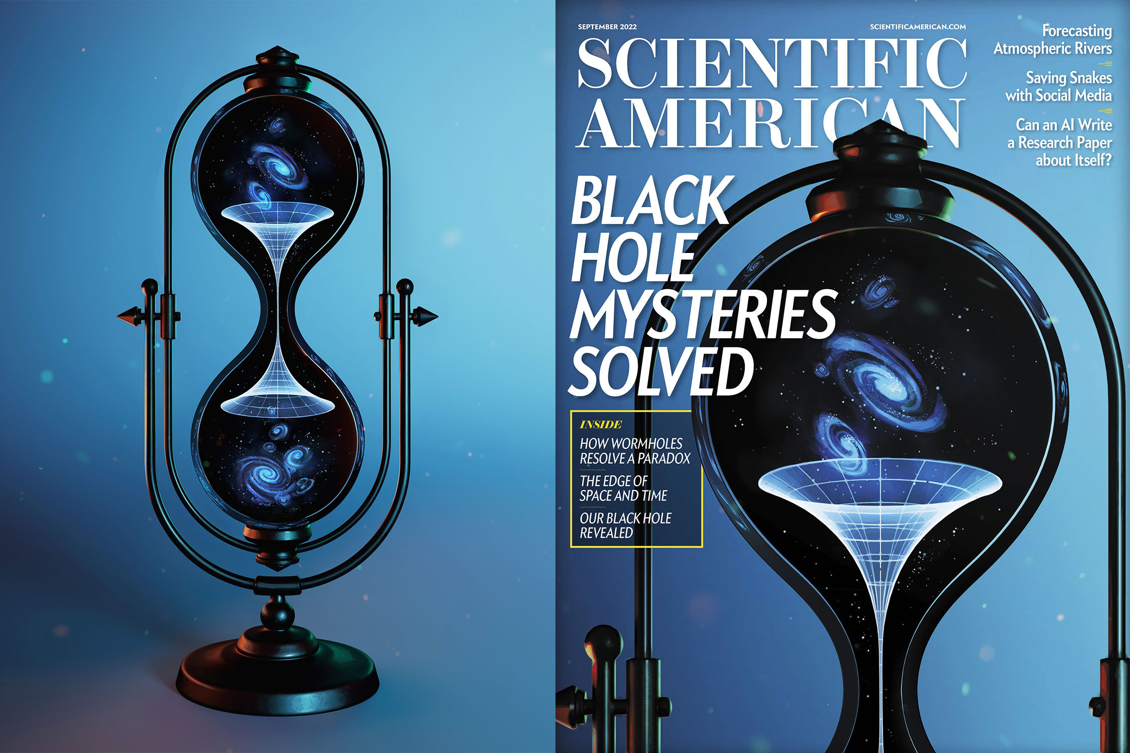 Cover illustration: a black hole encased in an hourglass