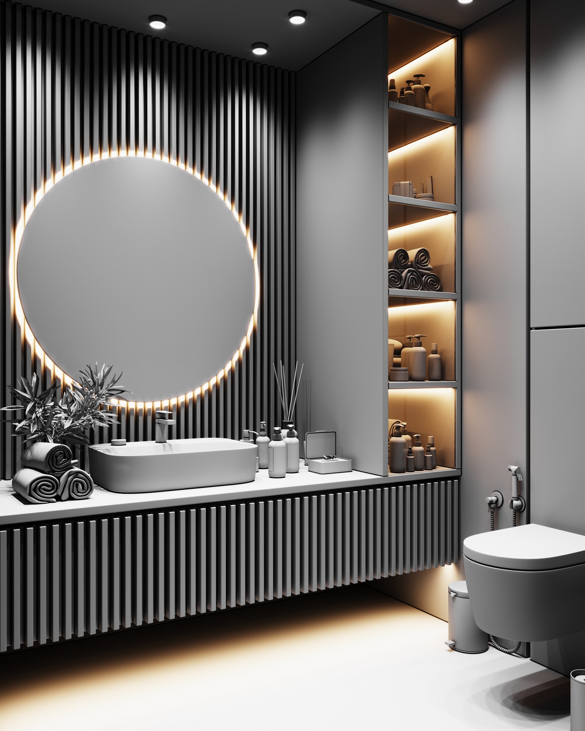 ArtStation Modern Minimalistic 3D Bathroom Design with 3dsmax and