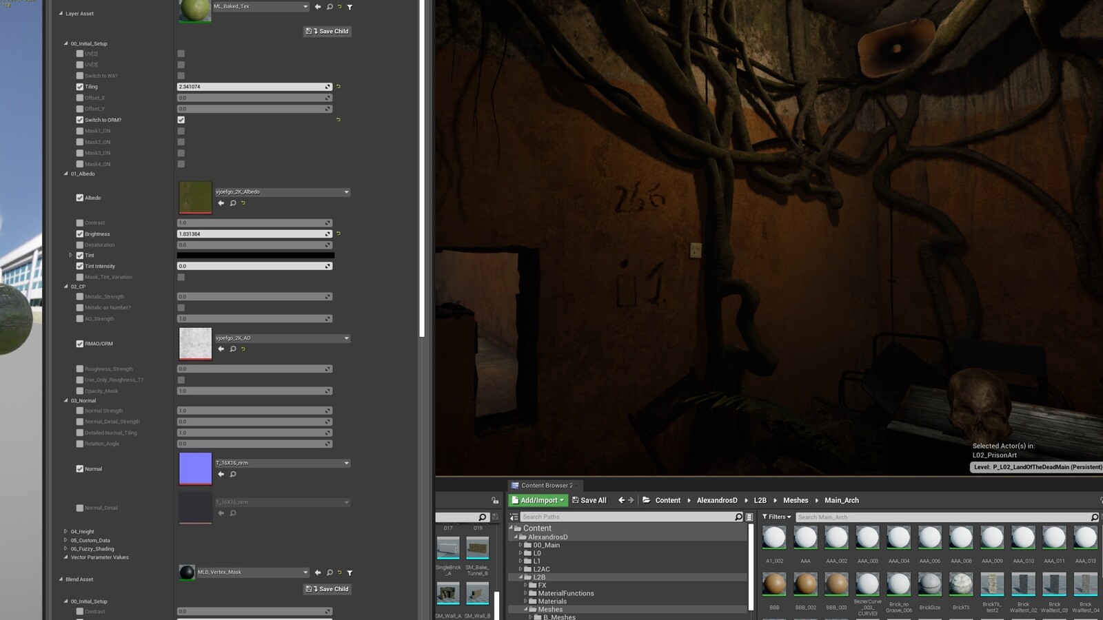 Adding an additional blend layer using Extile layered system to add some more mold that grounds the asset in its environment even more