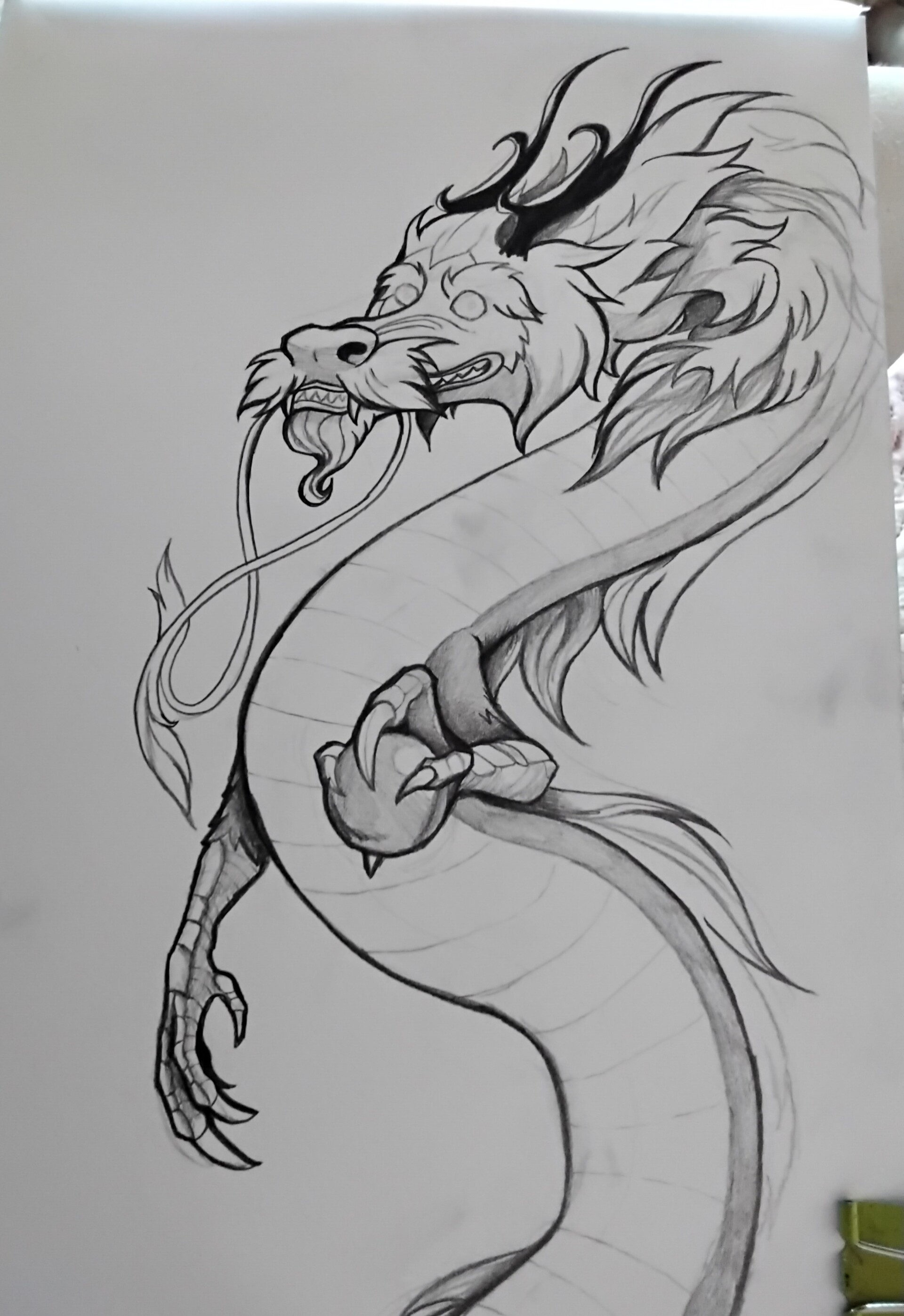 ArtStation - Eastern Dragon Tattoo WIP
