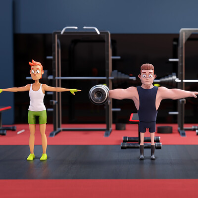 Adding characters to a Gymnastics Club in Blender 3.0