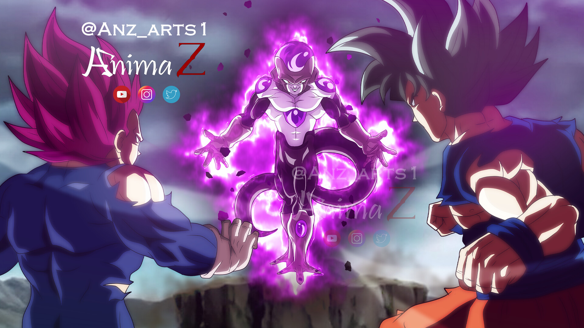 ➲ Arte digital: Goku, Vegeta, Freeza e Goku Black