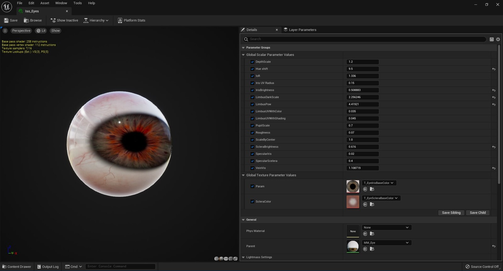 Procedural Eye shader made by Spencer Wang. Creating eyes is tricky in UE5 so for this time I wanted something quick and I found this procedural eye by Spencer Wang that I can also learn from. 