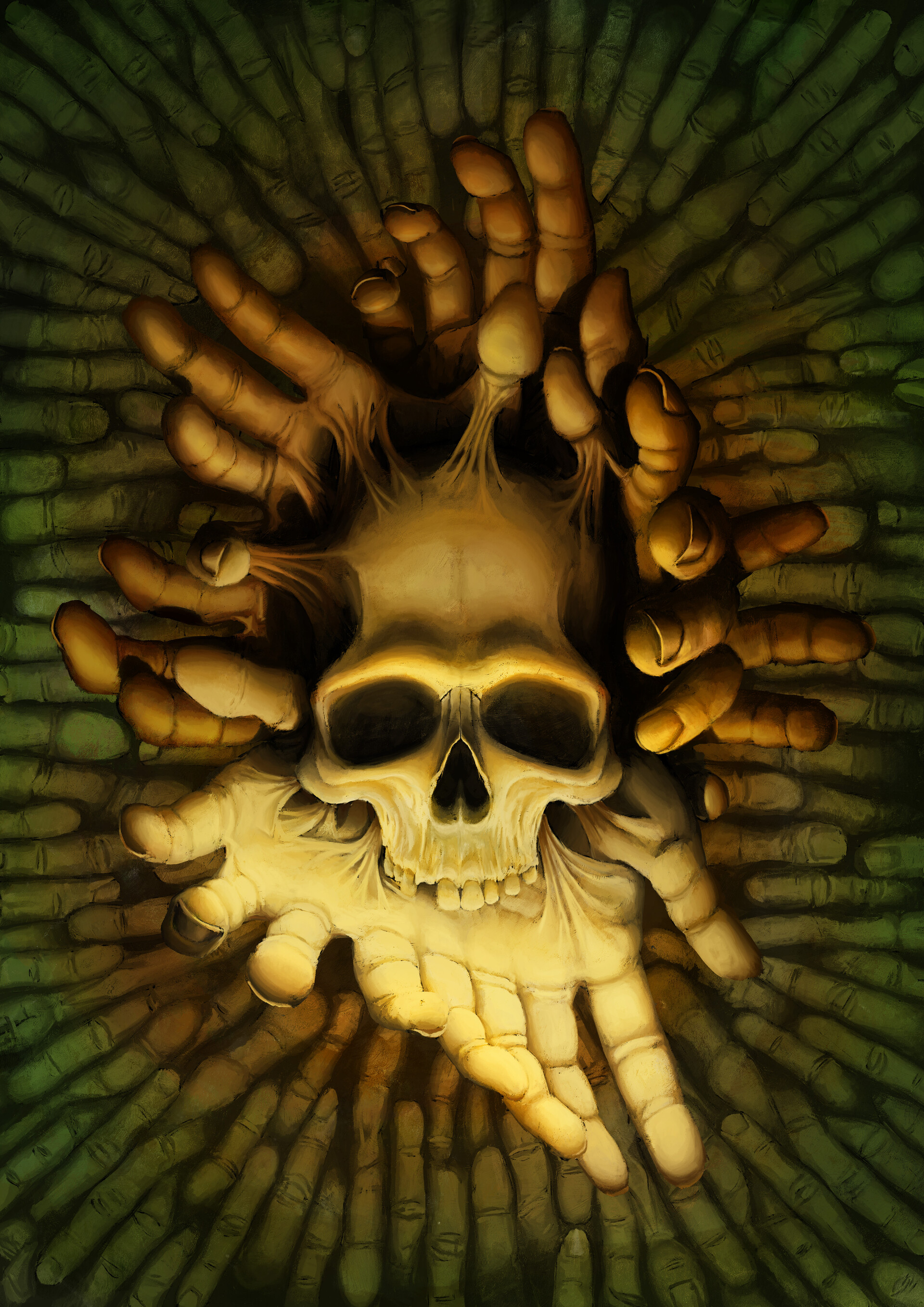 ArtStation - Illustration skull hand fingers