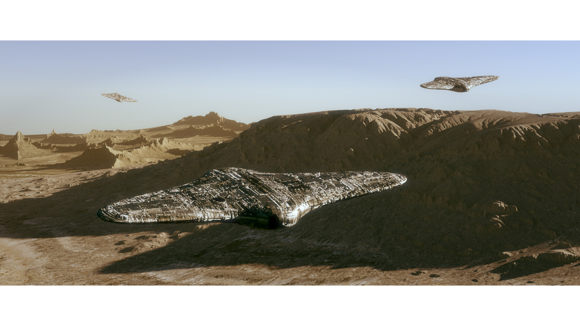 ArtStation - Strata_Mountains_With_Spacecraft_In_Blender_Cycles
