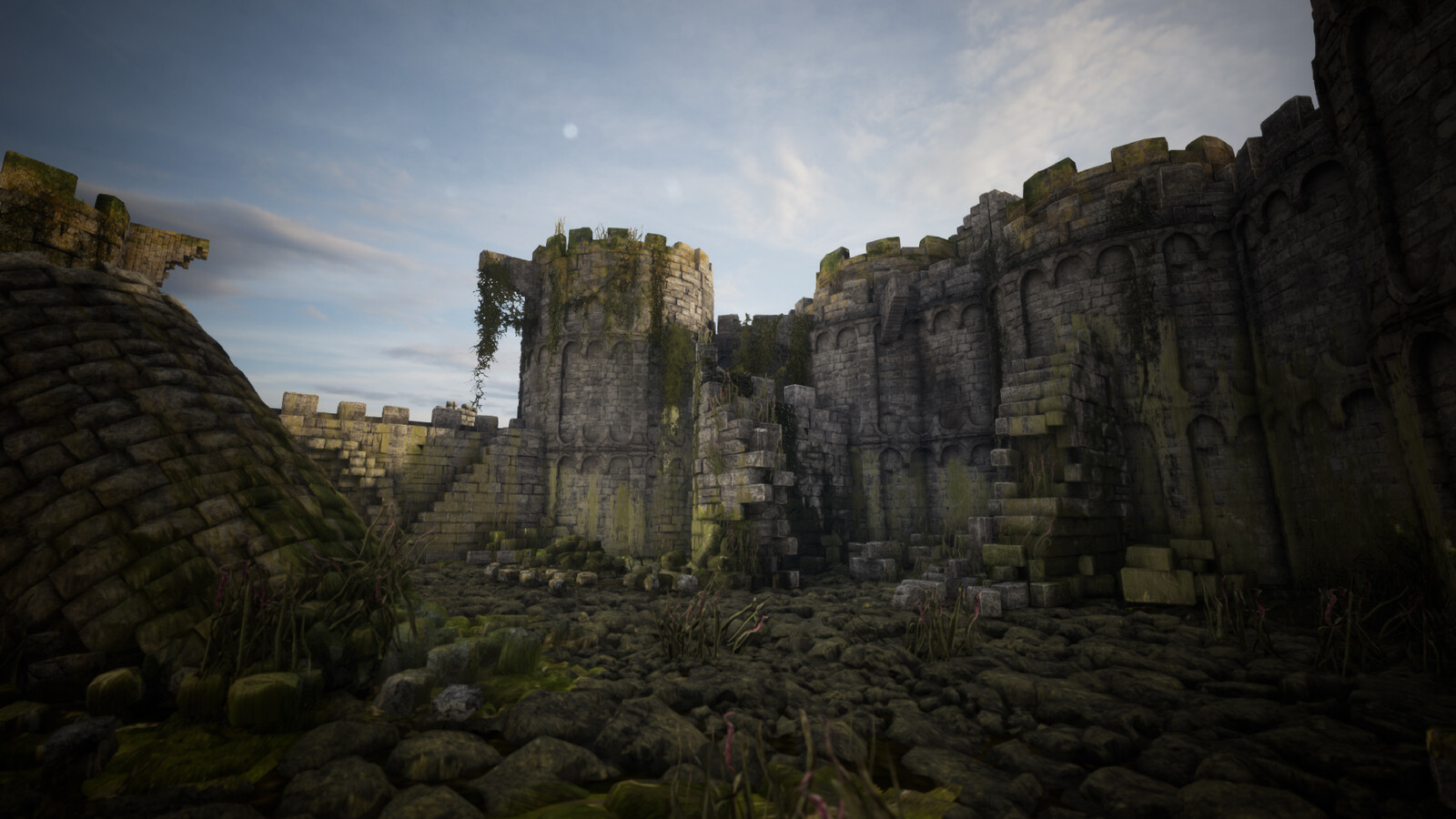 Overgrown Medieval Castle / Walls & Towers / 40+ Assets