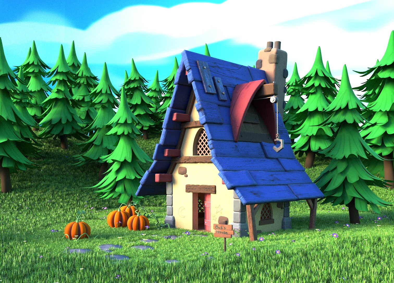 ArtStation Little Bob's House. Based on the Etienne Savoie concept