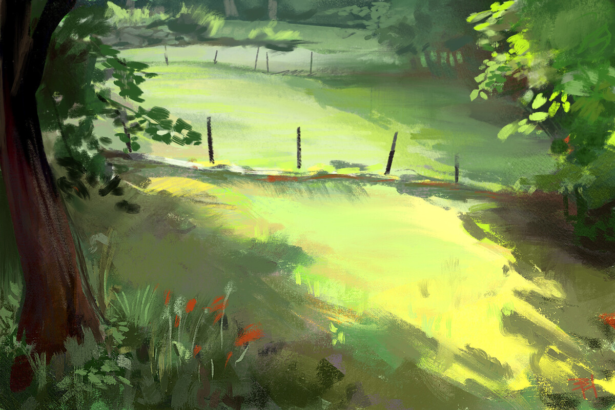 Day 29 - Plein air in procreate experimenting with a process