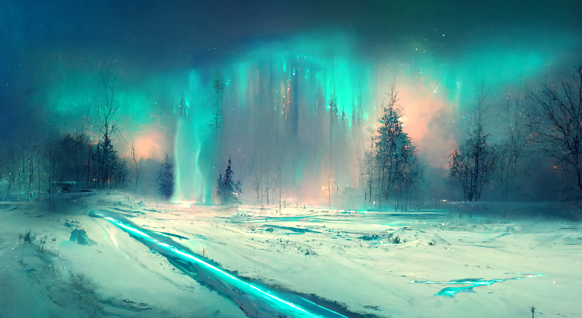 ArtStation Aurora Over a Frozen Lake
