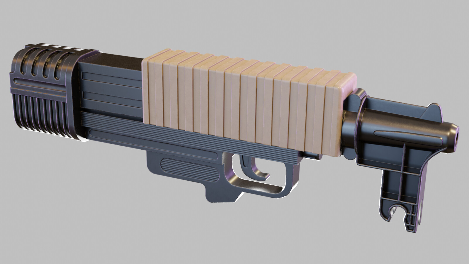 Side view of the Plasma Gun showing most of the familiar details from the sprite.