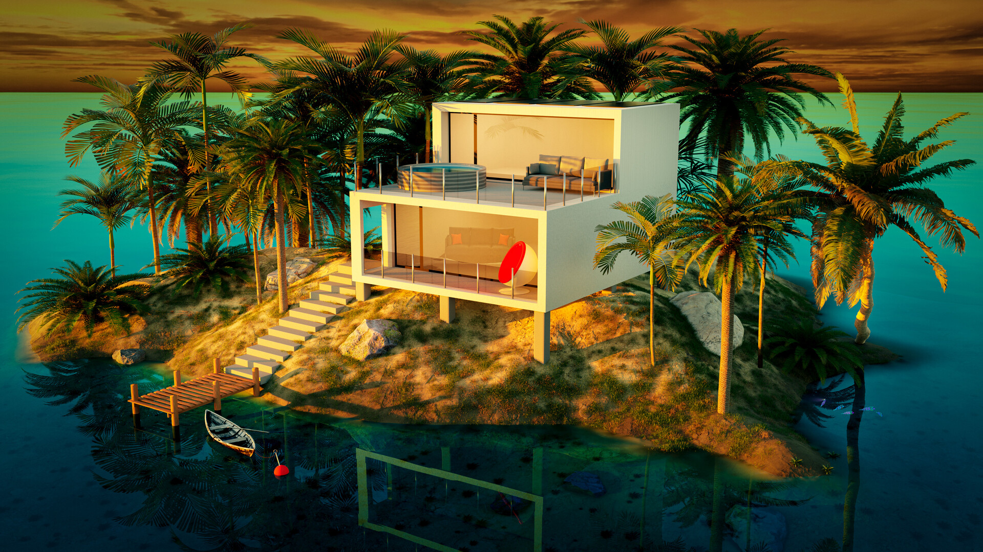 tropical island house