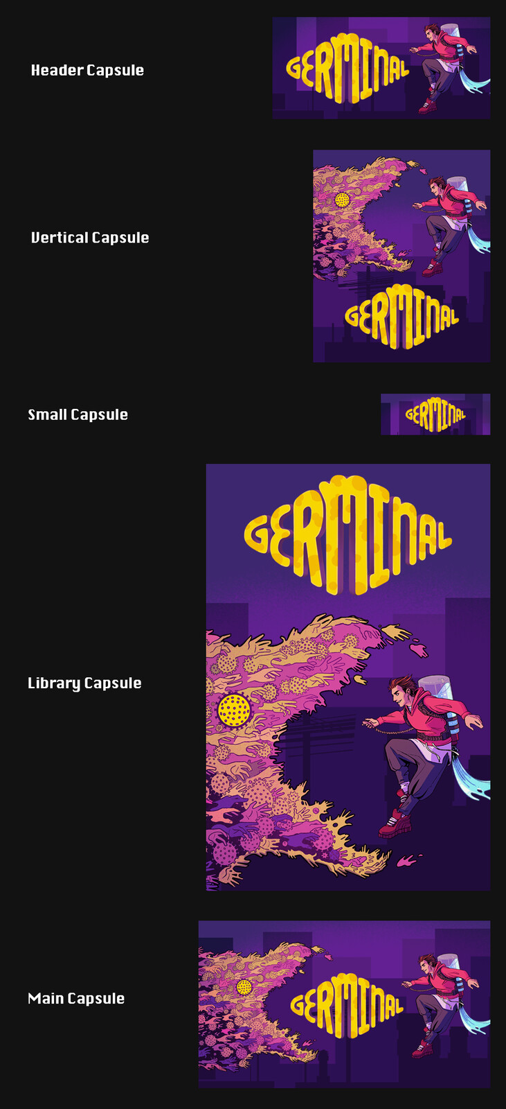 Showcase with all different capsules