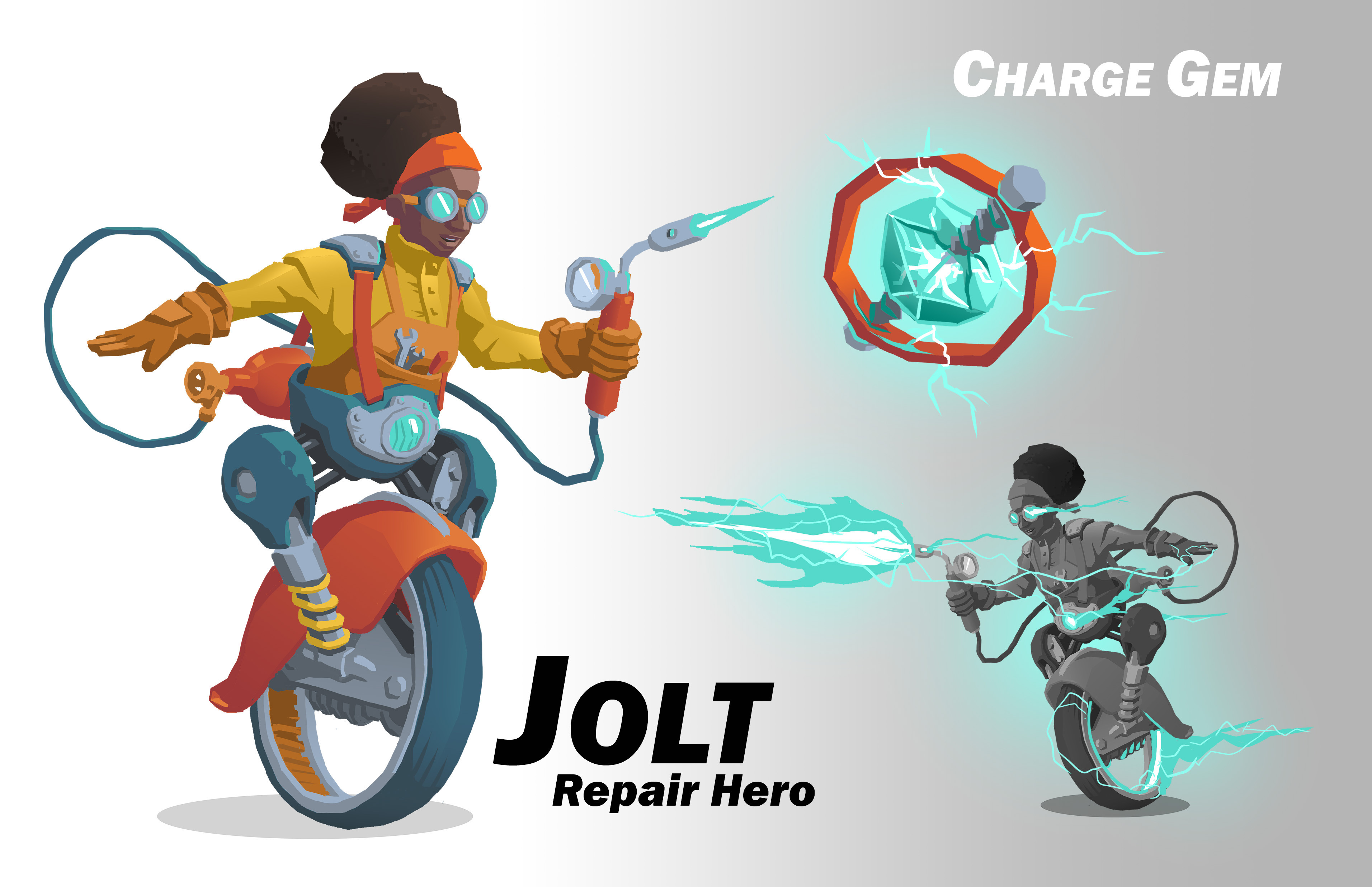When powered up with a Charge Gem, Jolt's speed and powers are supercharged with crackling electrical energy!