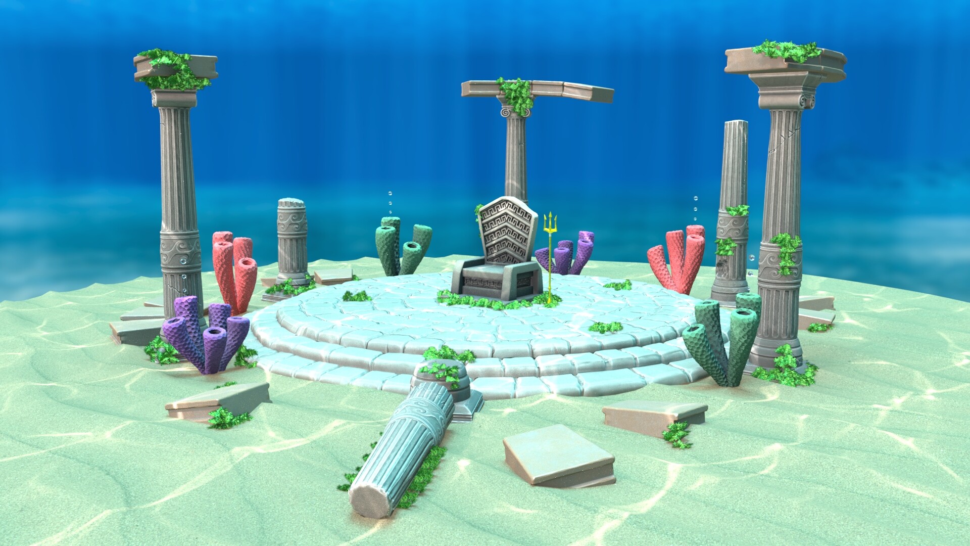 ArtStation Underwater Ruins Low Poly Environment