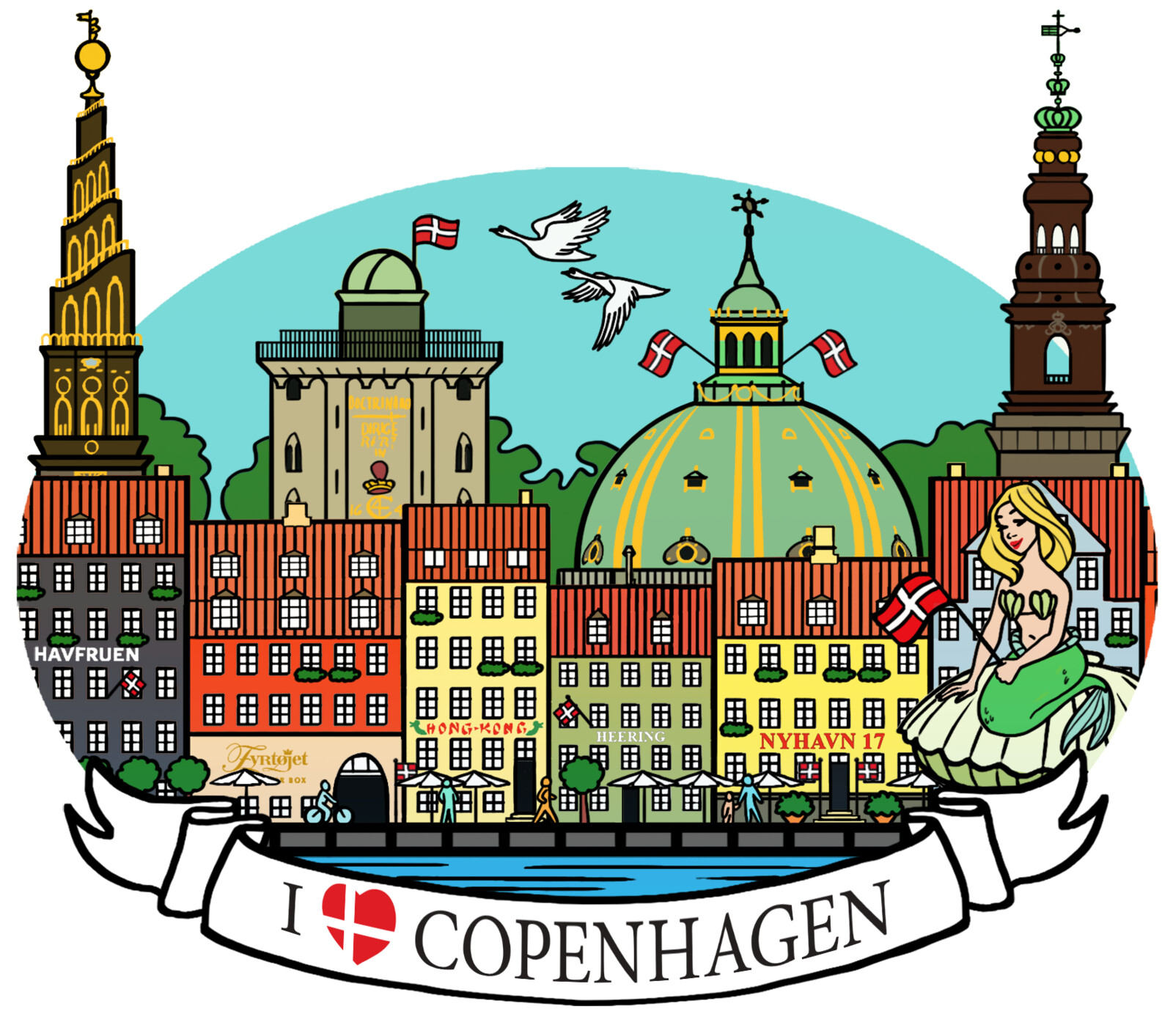 Souvenir Fridge Magnet 'Towers of Copenhagen'