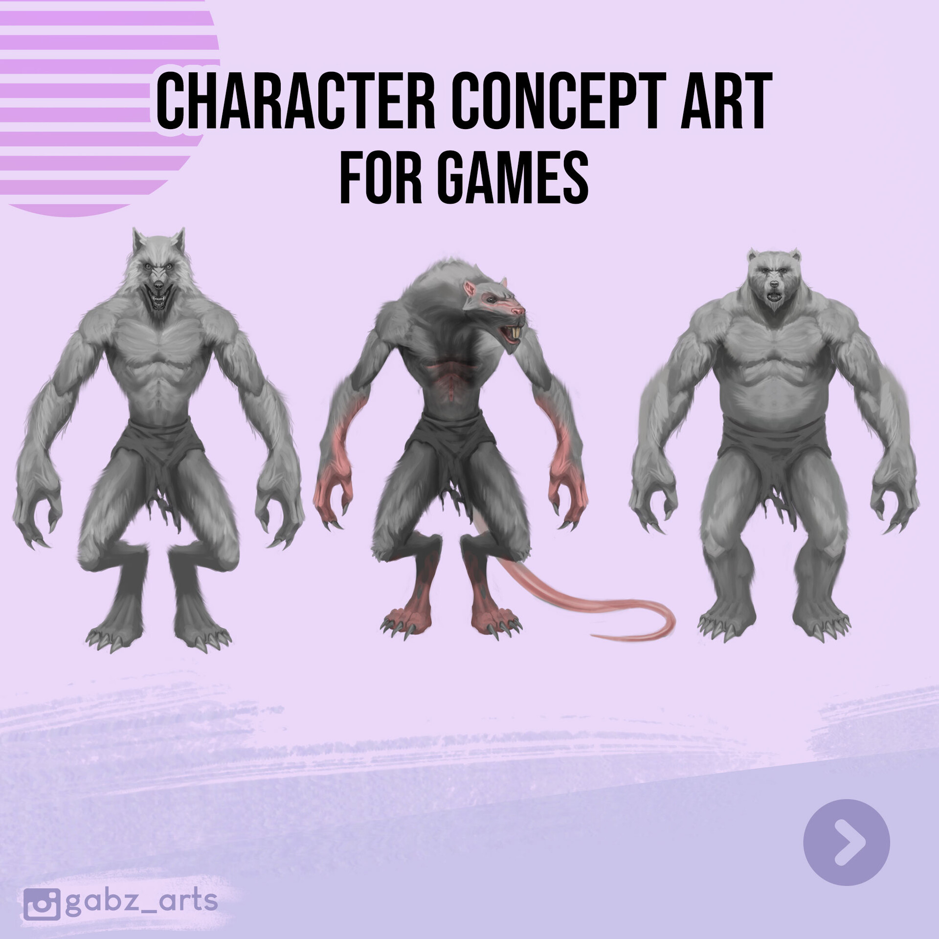 Werewolf, Werebear and Wererat Concept Art - EO.