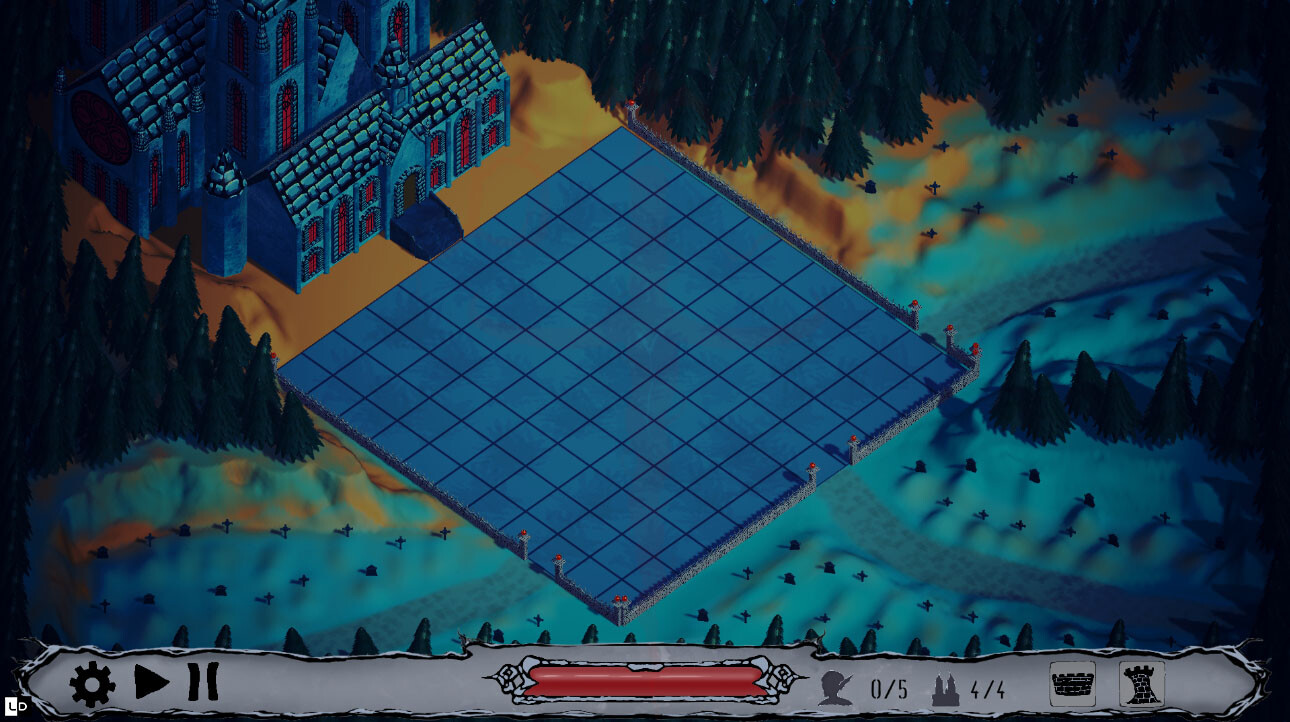 Environmental shot of the Day Phase with completely upgraded castle