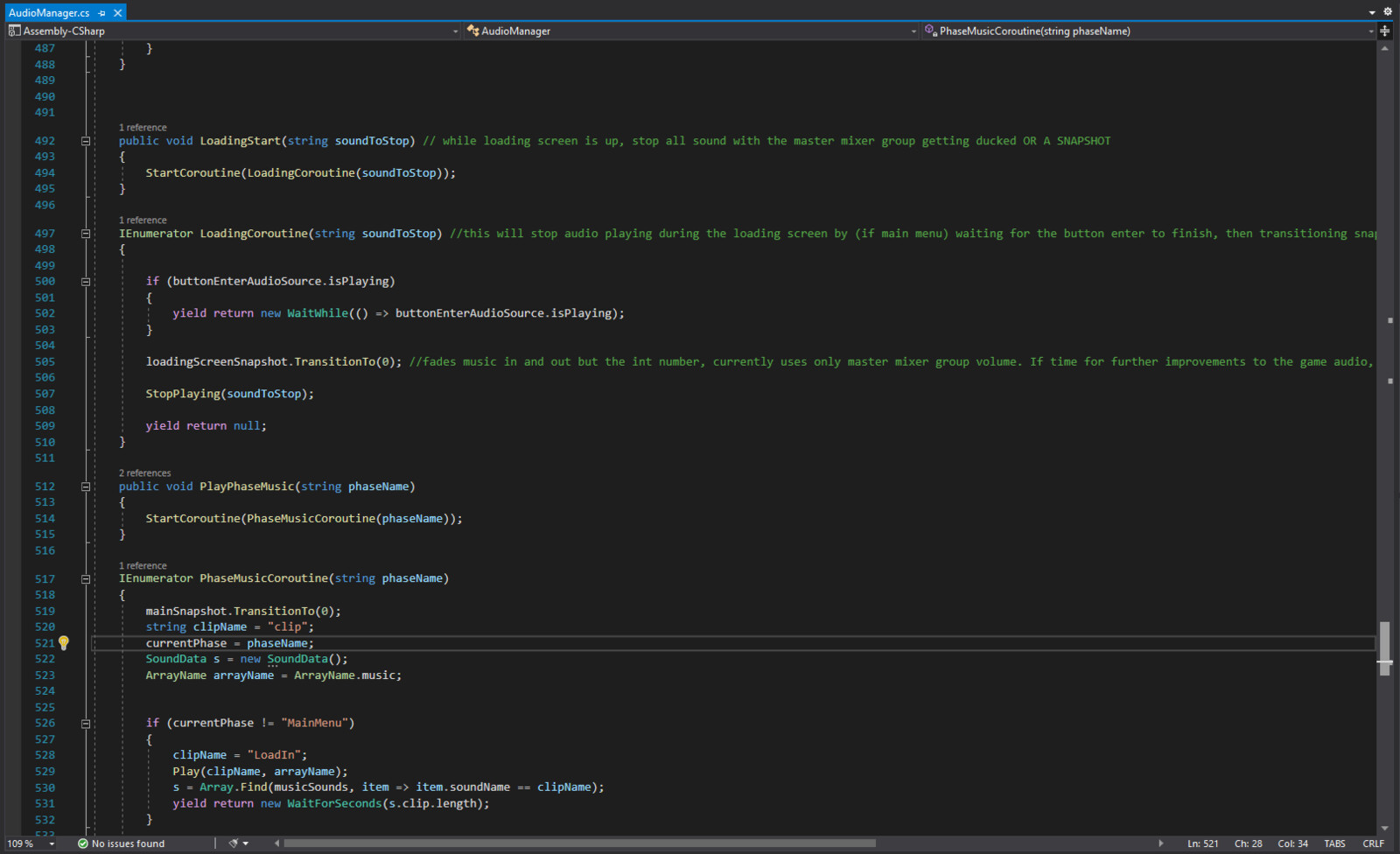 Preview of the C# coding I wrote for the audio