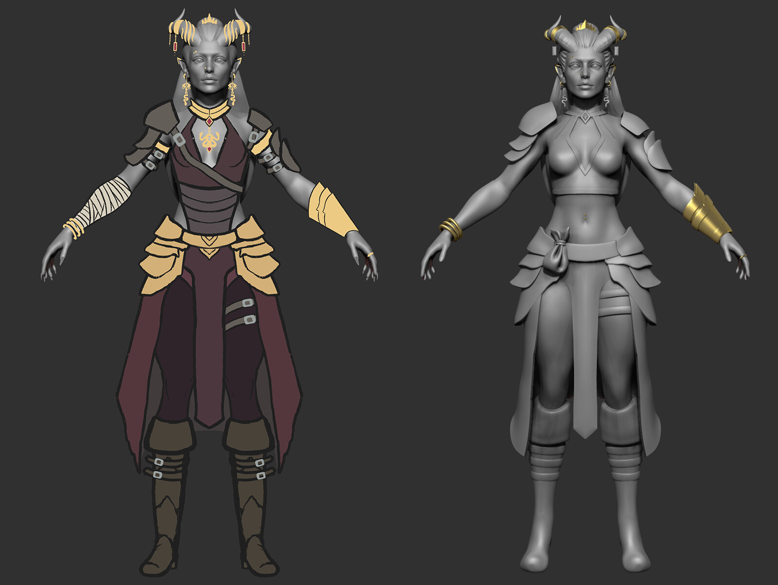 Quick paint-over concept I did for the armor, which I made minor tweaks to in the modeling and sculpting