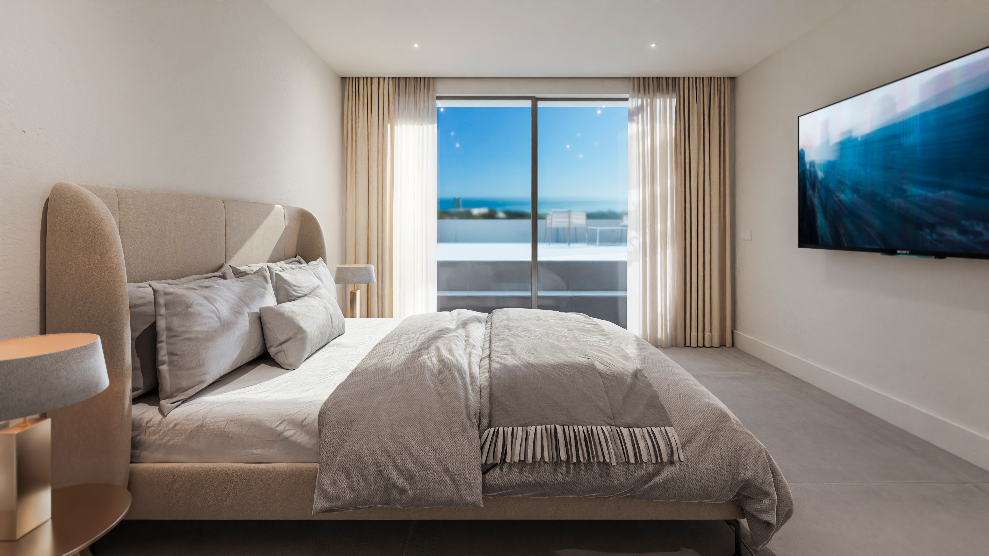Bedroom with sea views.