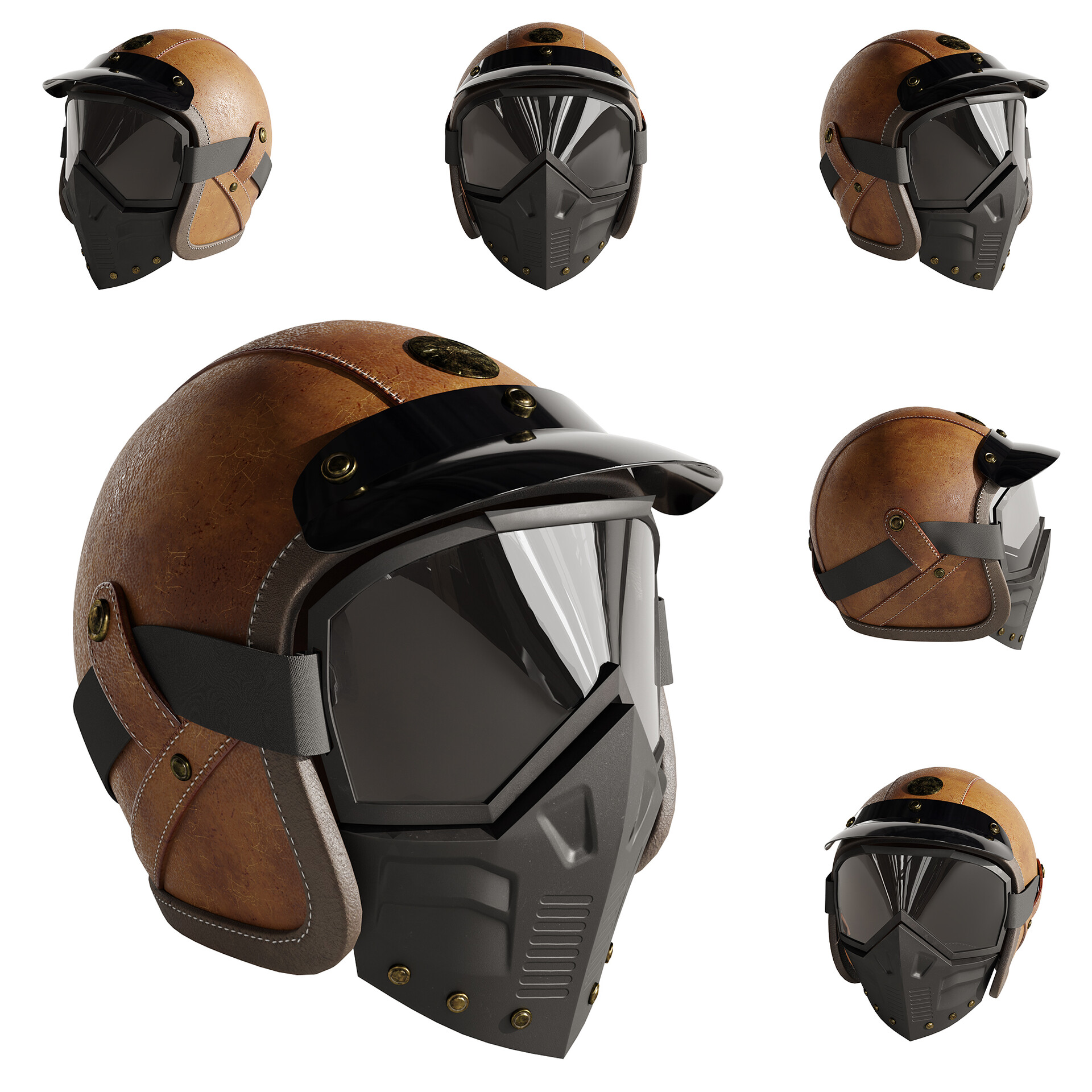 ArtStation Leather Moto Helmet set 5