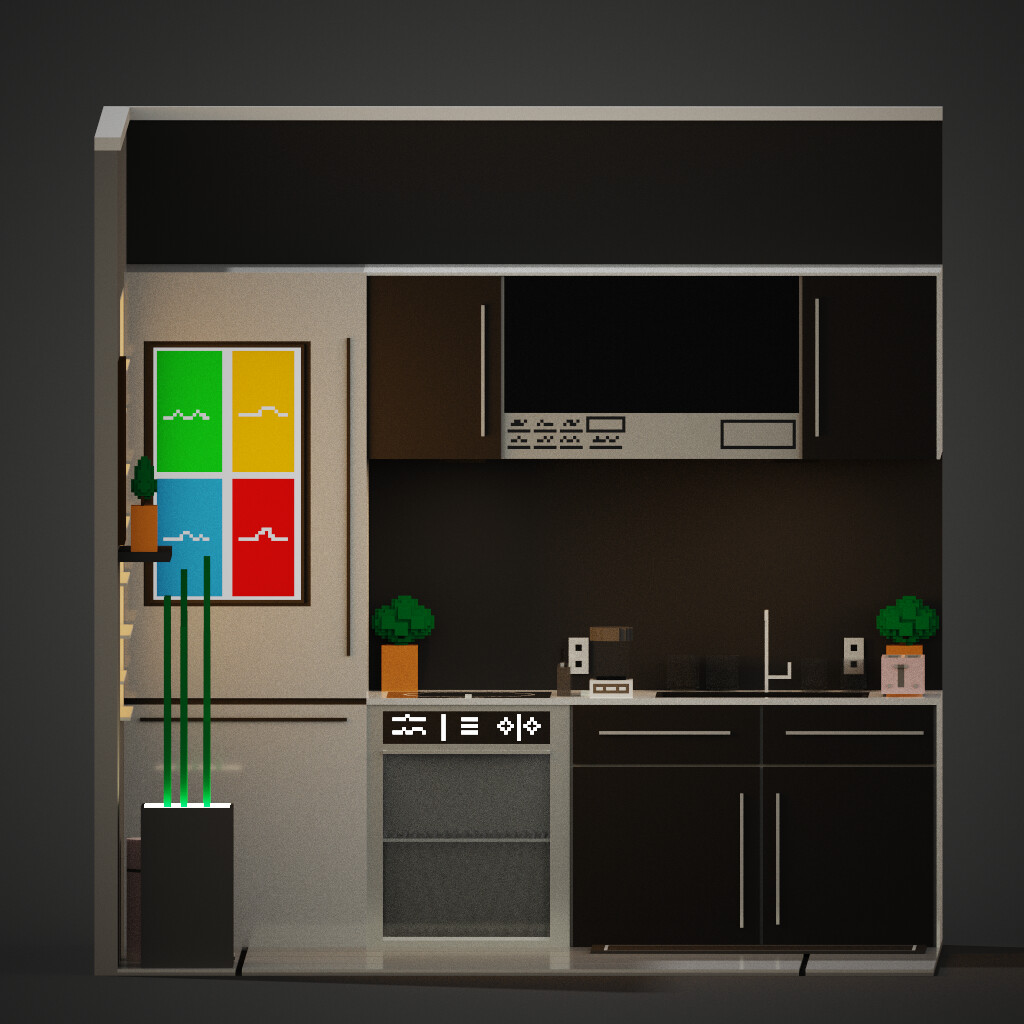 ArtStation Modern kitchen made in magicavoxel