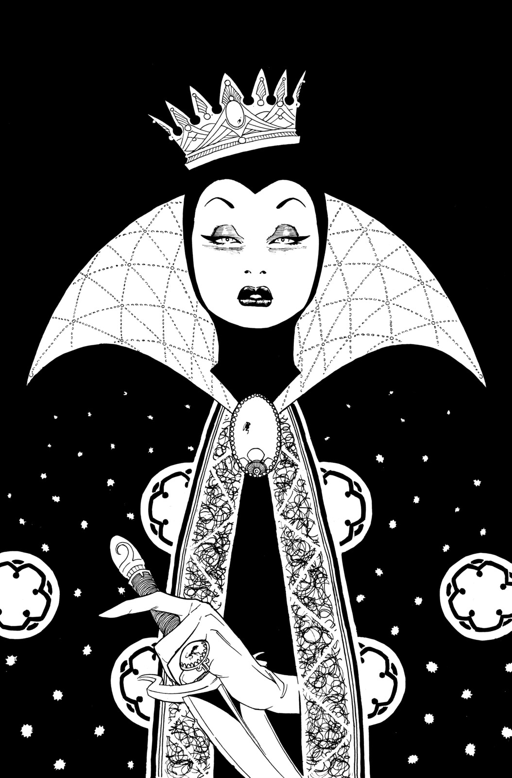 Evil Queen Grimhilde in BW
