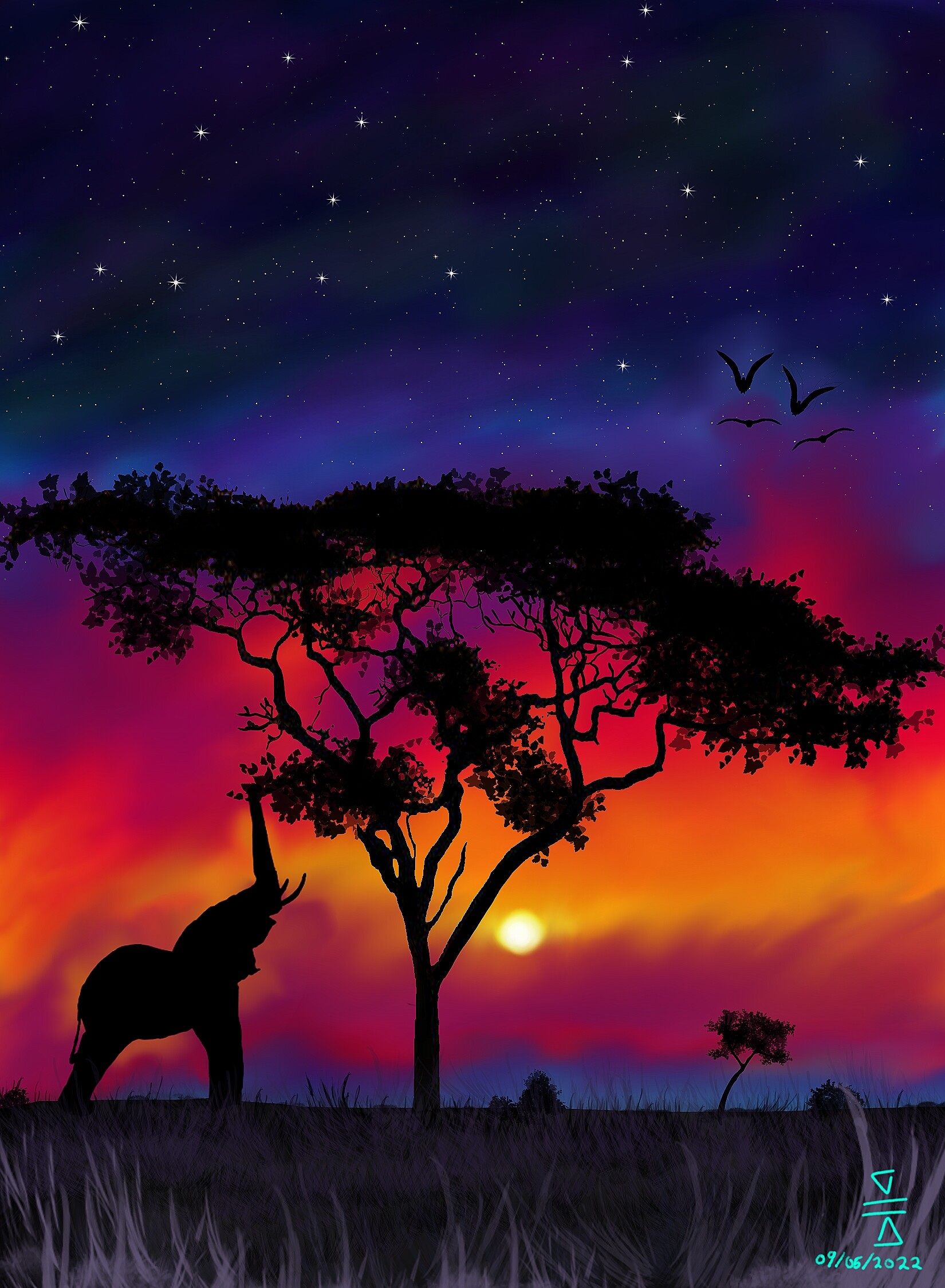 ArtStation - safari sunset