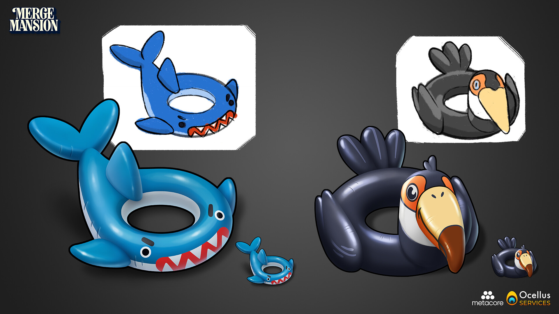 Ocellus SERVICES Merge Mansion Casey and Skatie Pool Toys