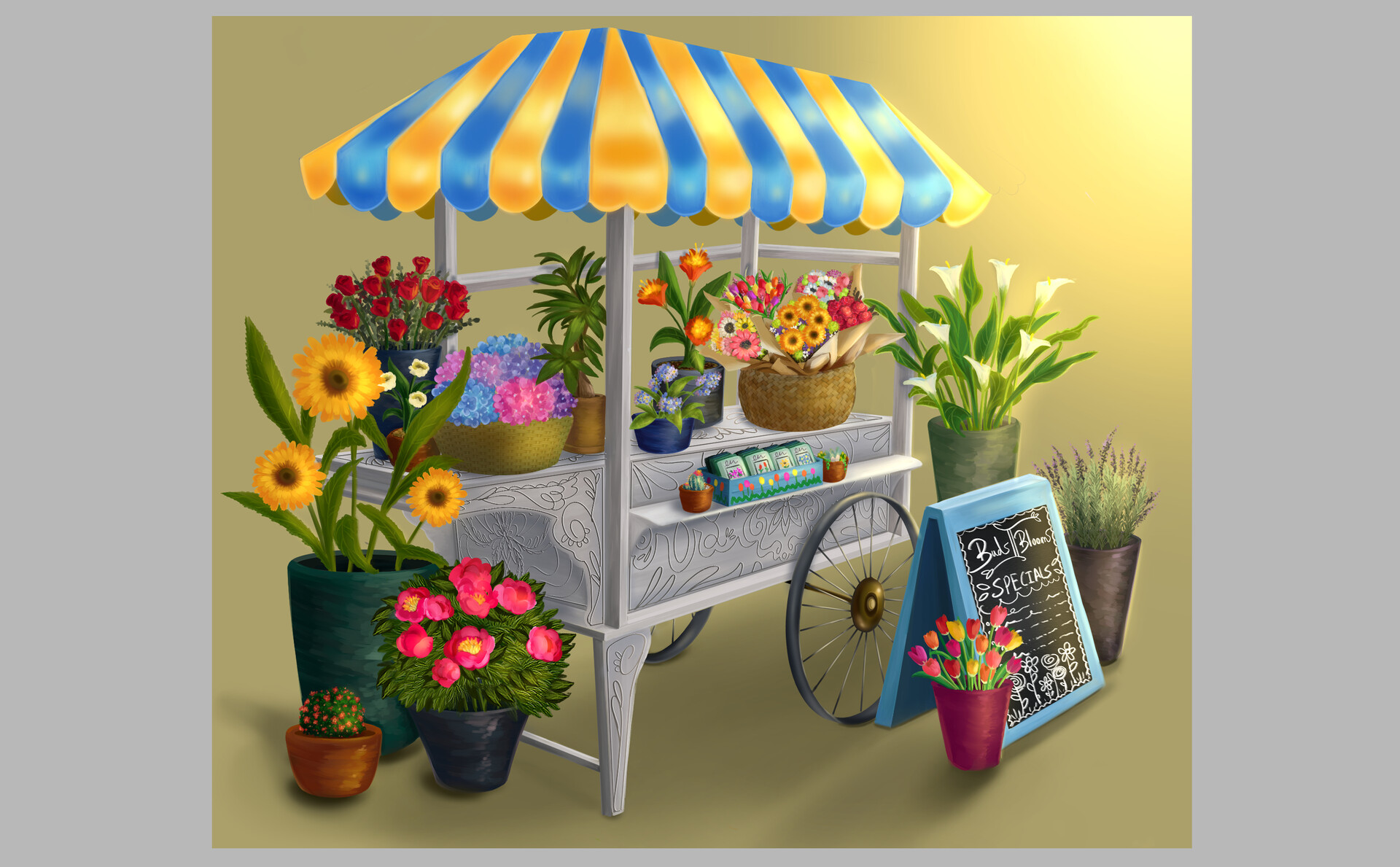 ArtStation Jeremy's Mobile Flower Cart (Prop Design)