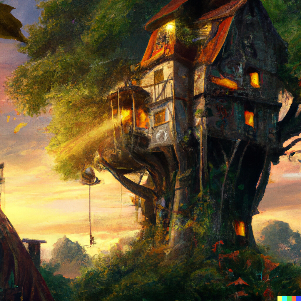 Artstation dalle2 treehouses in the magical forest