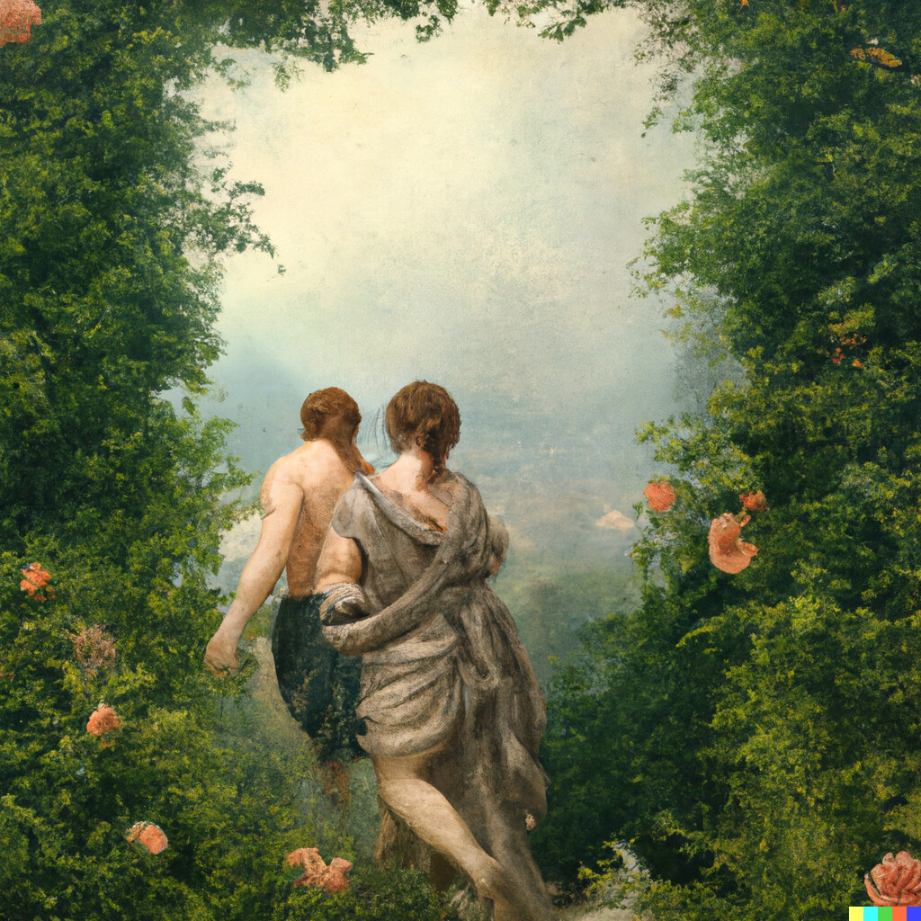 Artstation Oil Painting Of Adam And Eve Leaving The Garden Of Eden