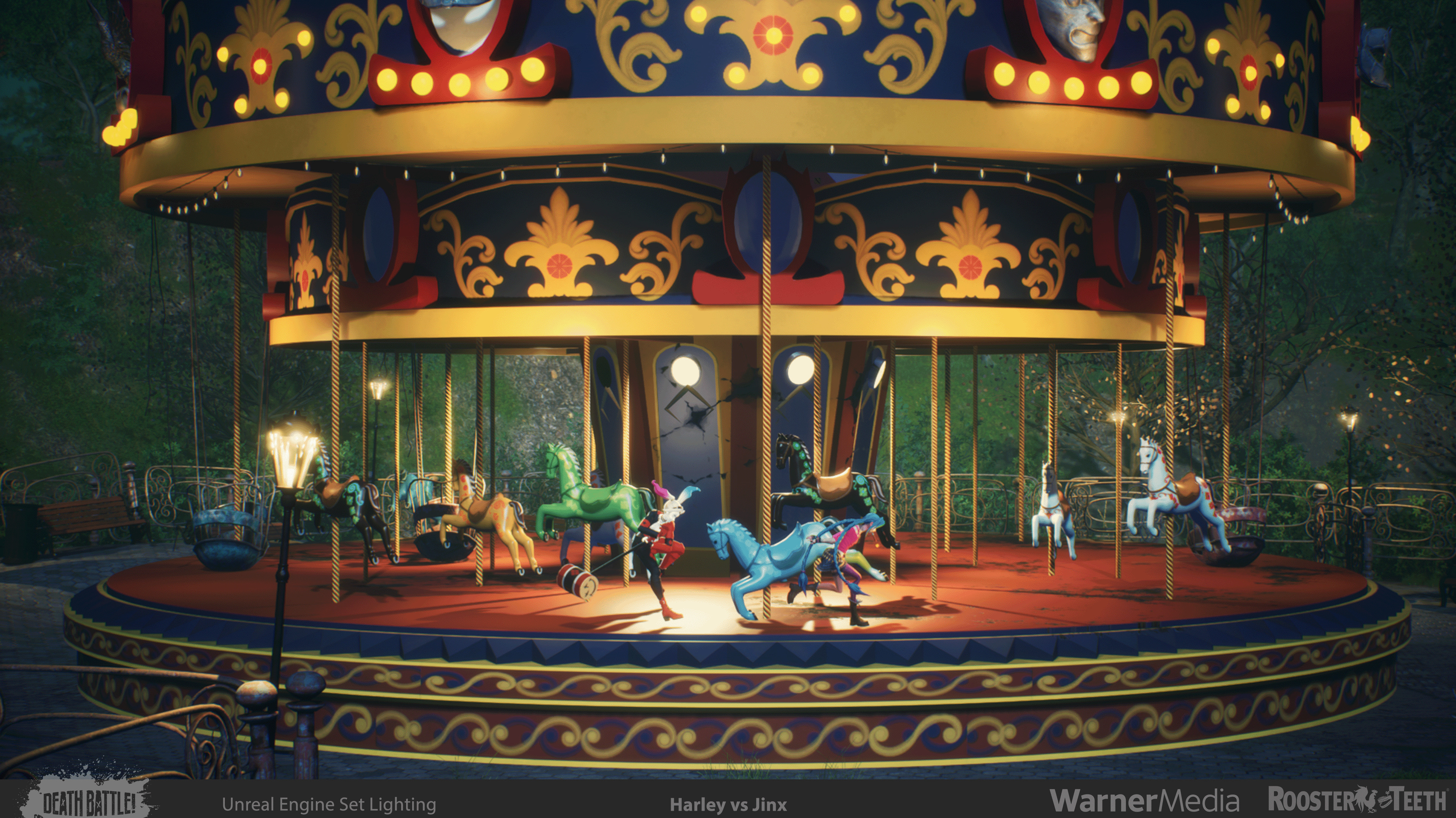 Still from the episode. This shot can be seen in motion on my demo reel.  Showcasing the merry-go-round segment. 