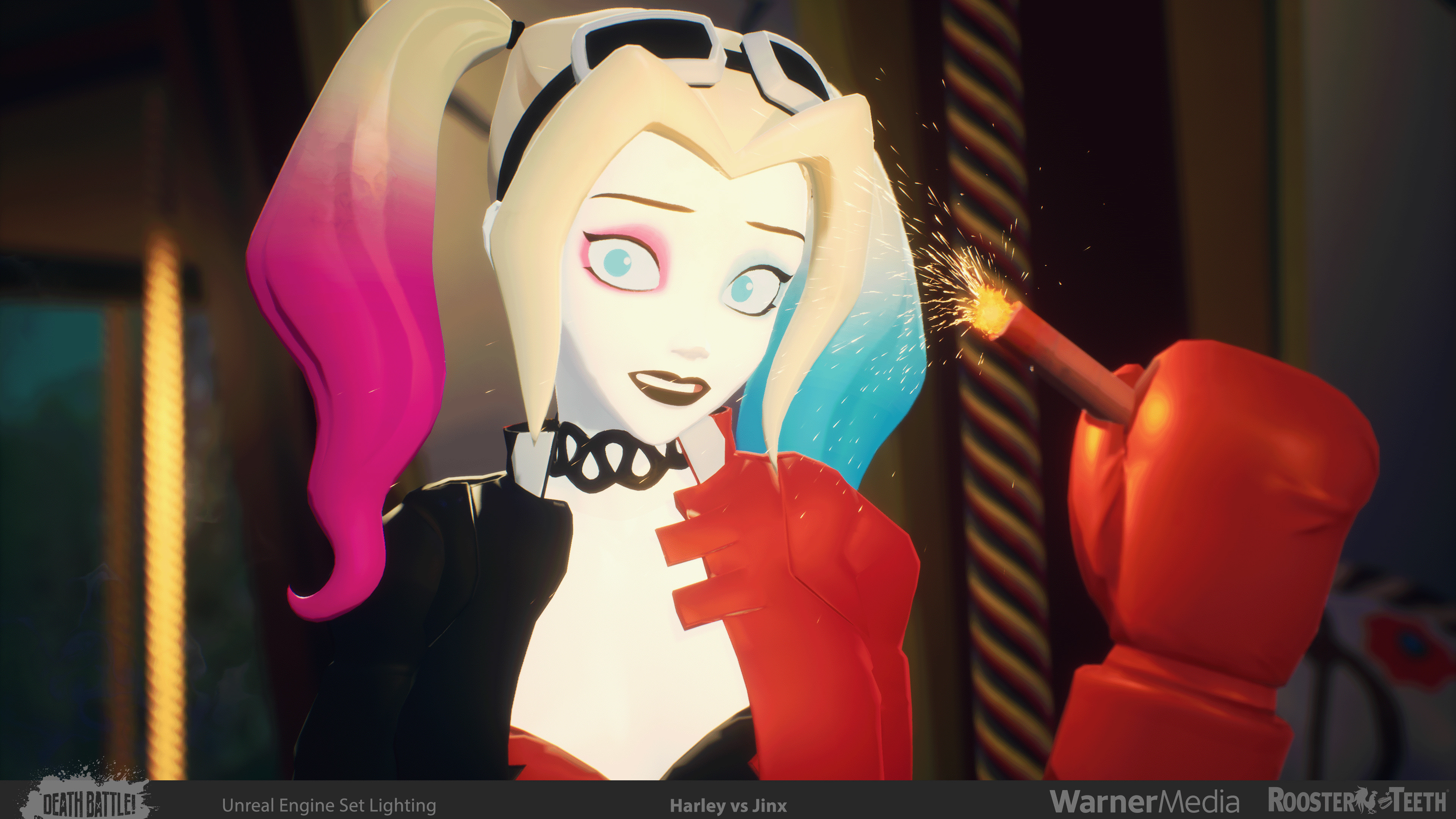Still from the episode.  Despite going for a stylized cel-shader like character looks, lighting direction and colors did still contribute to their appearance.