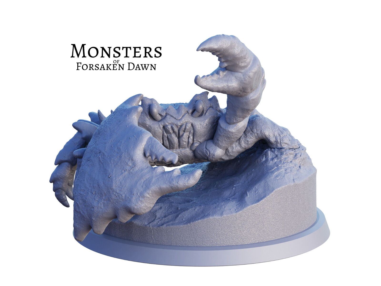 Grey render of the 3D miniature. This is a Sand Quirk, a monster from Forsaken Dawn.