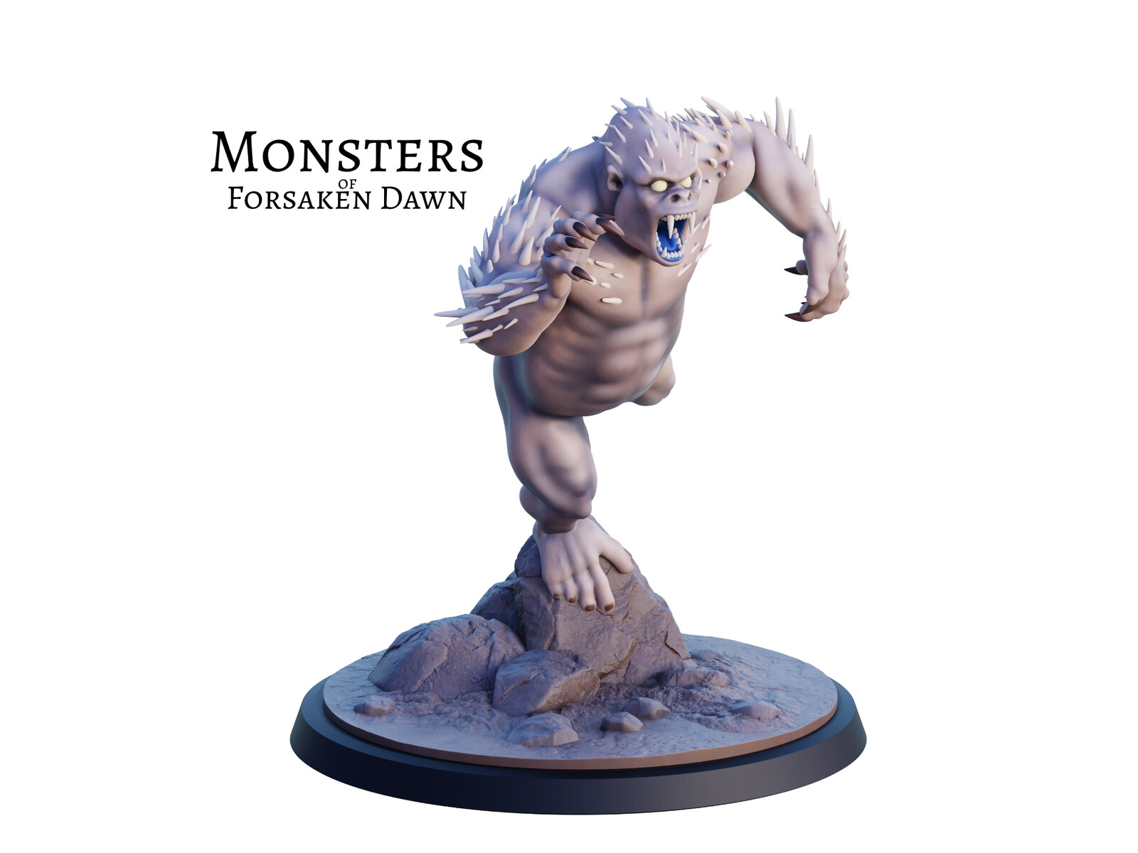 Full-color render of the 3D miniature. This is a Sabru, a monster from Forsaken Dawn.