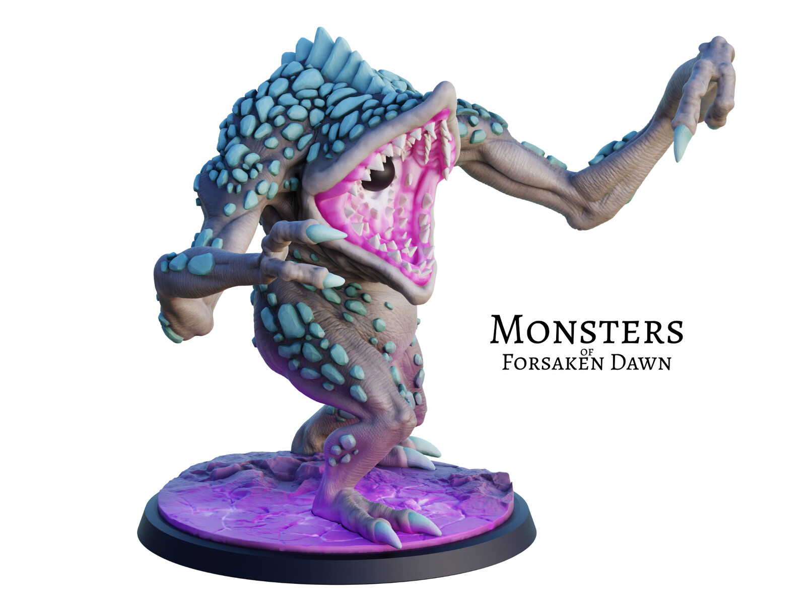 Full-color render of the 3D miniature. This is a Hunger Horror, a monster from Forsaken Dawn.