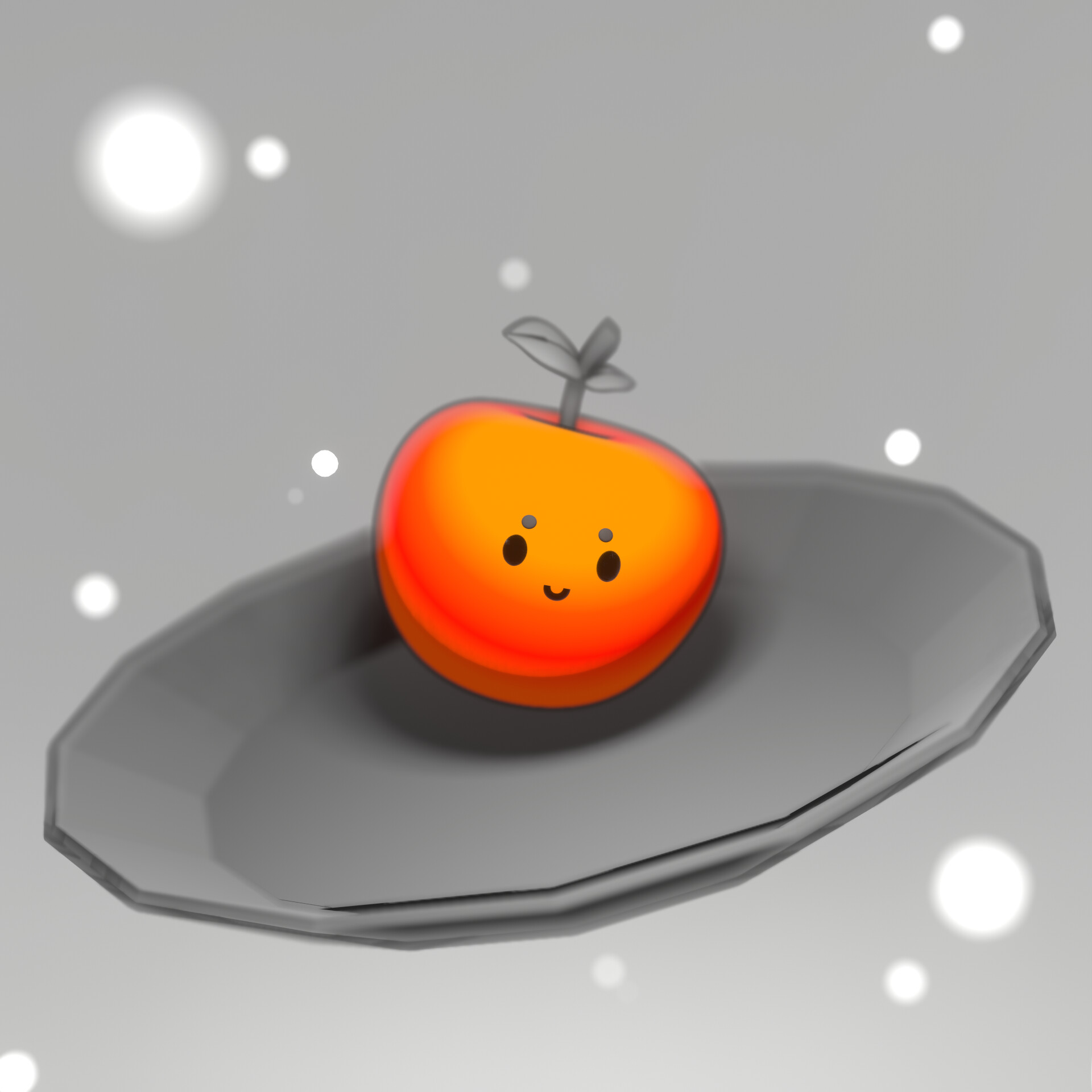 ArtStation - Cute orange cartoon lowpoly apple