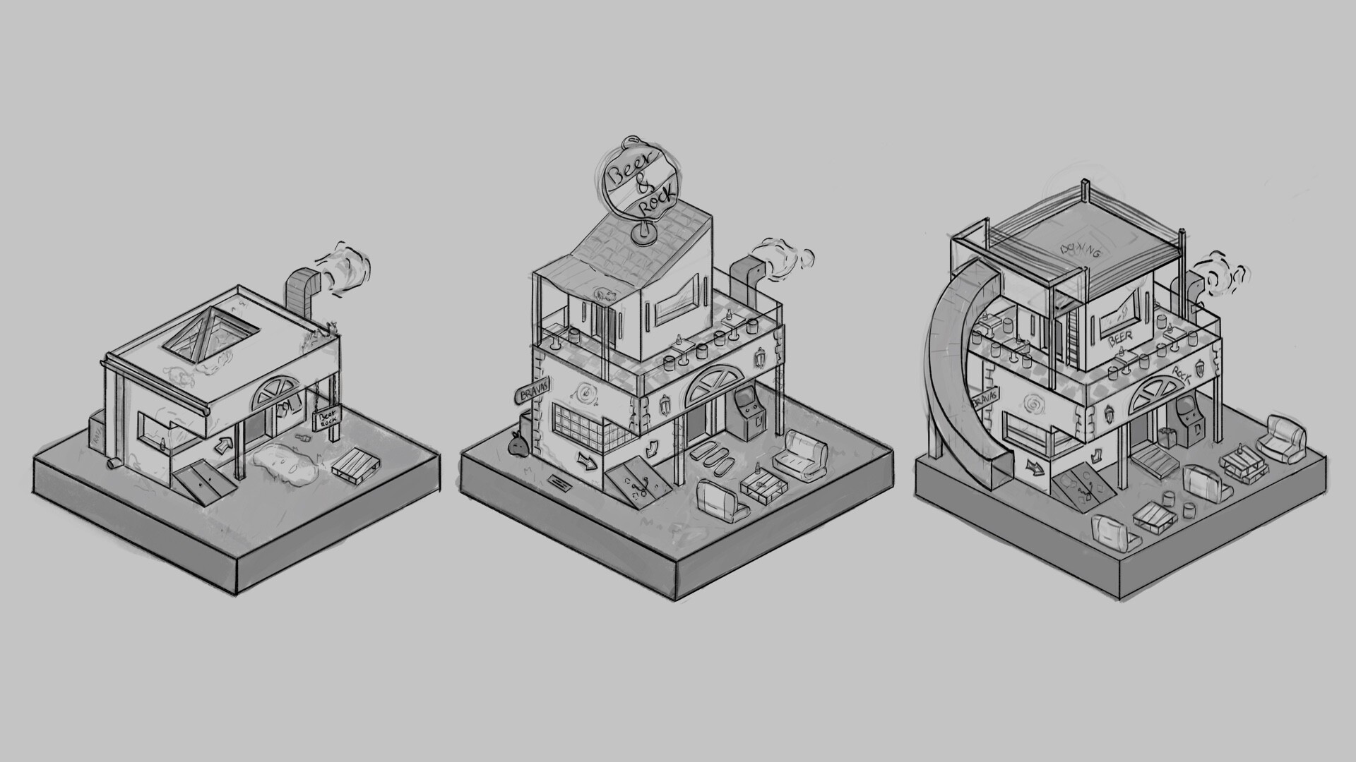 ArtStation - Evolution of a isometric special pub