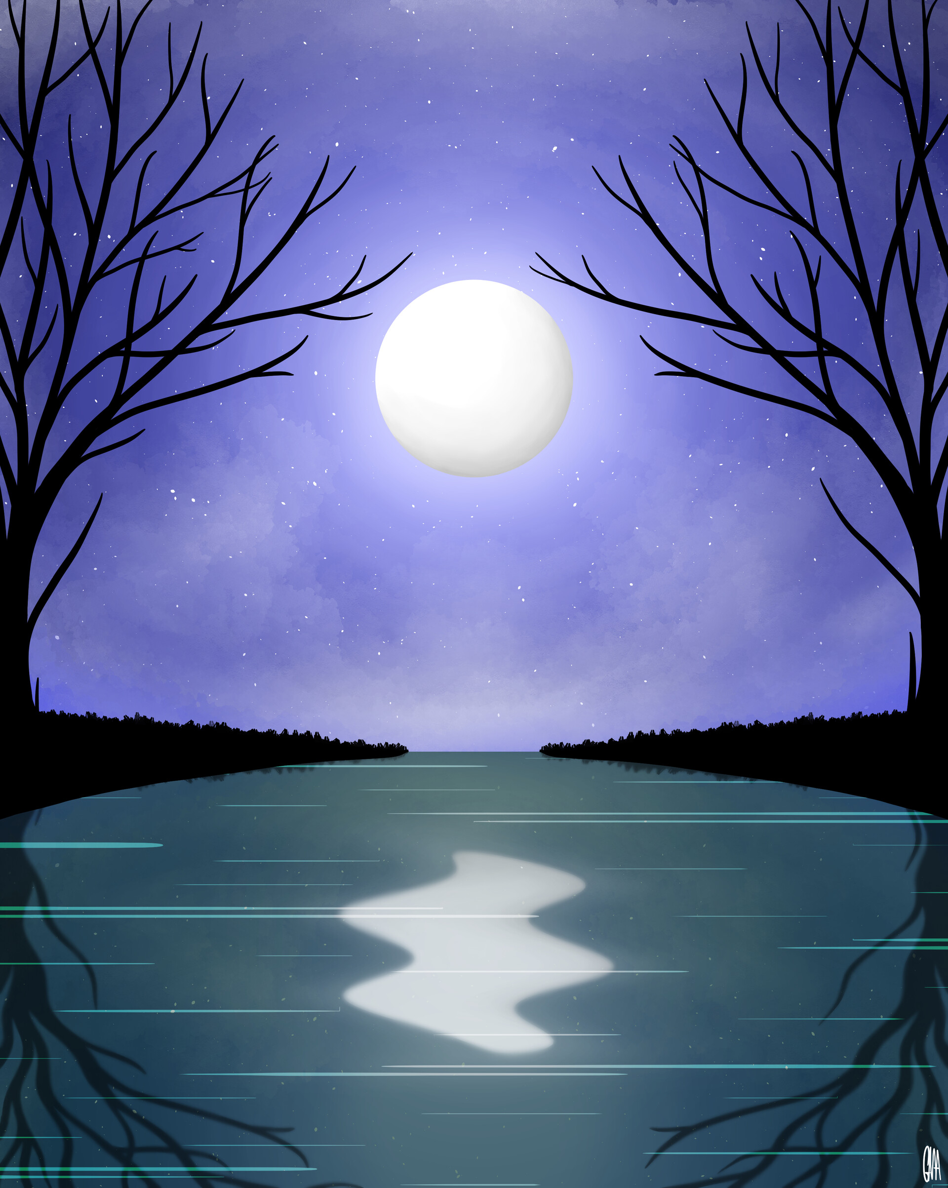 ArtStation - Lake At Night