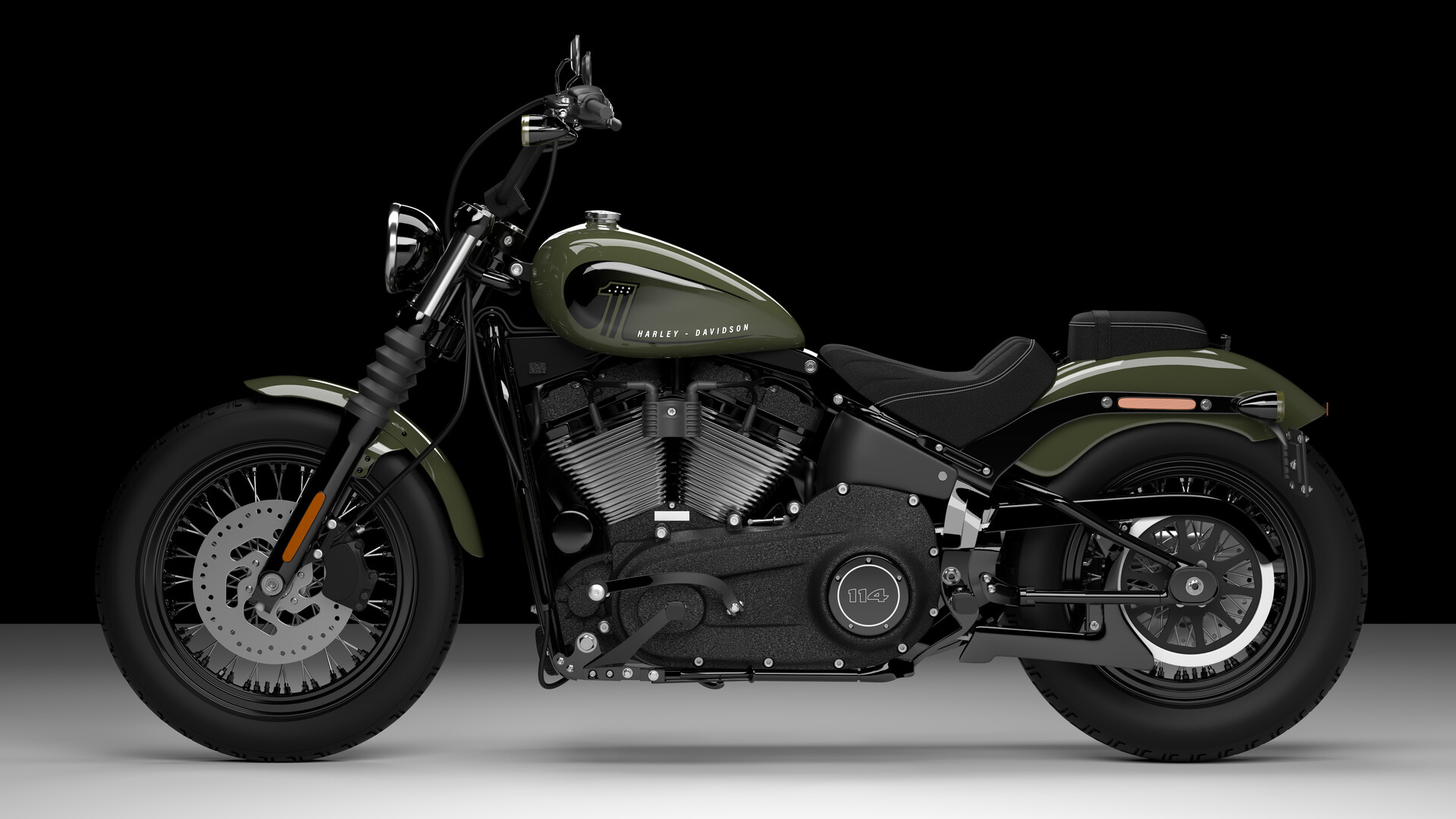 ArtStation Realistic Harley Davidson Street Bob 2021 Deadwood Green 3D Model