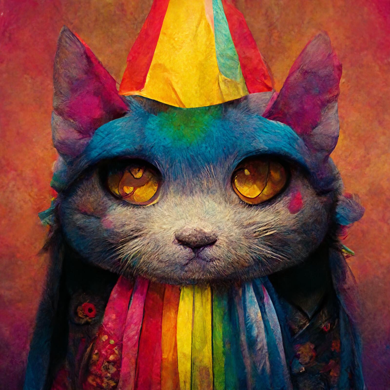 Cat with Party Hat #53 | Rainbow