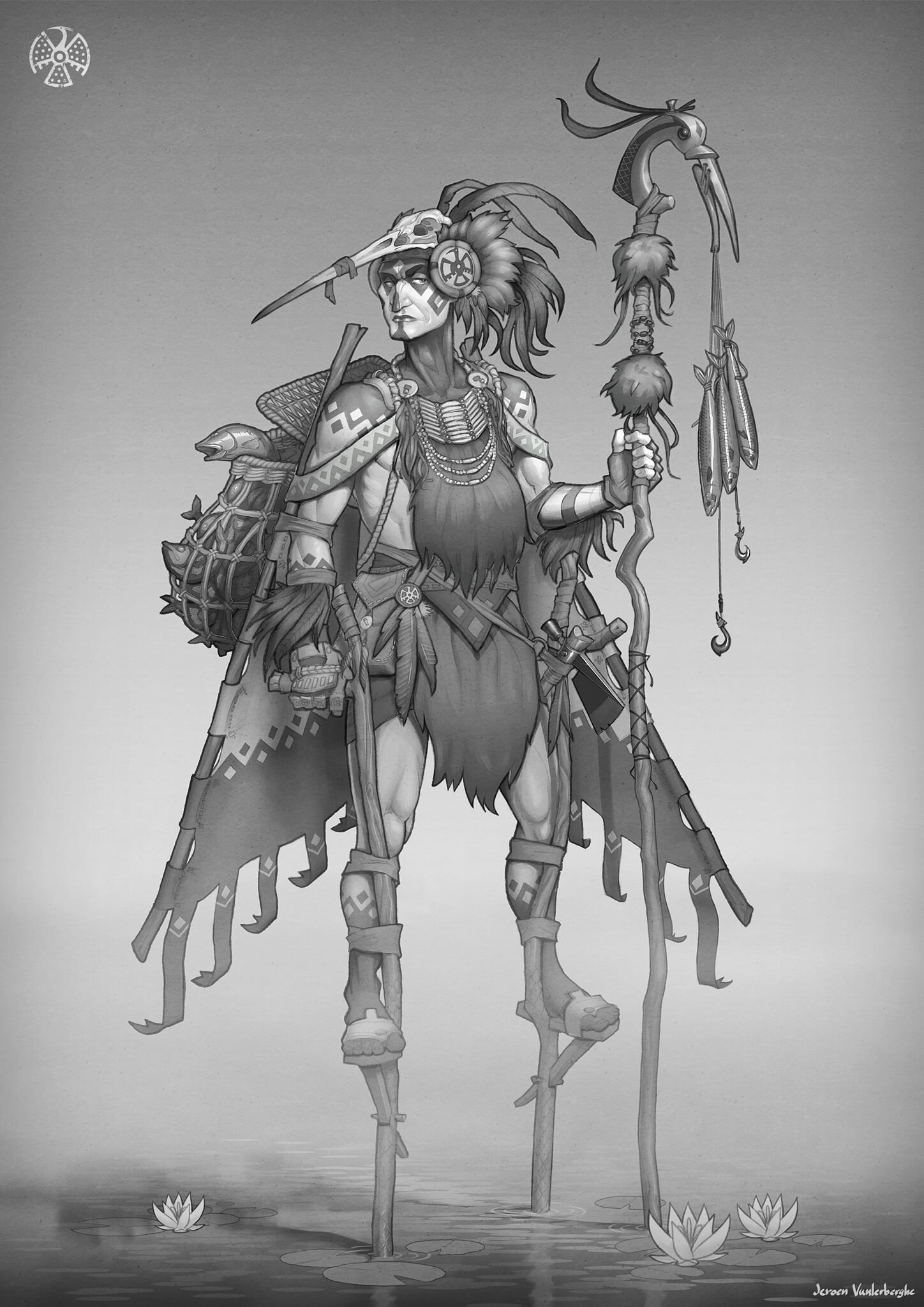 ArtStation - Character Design Assignment - Spirit Animal Shaman (Heron)