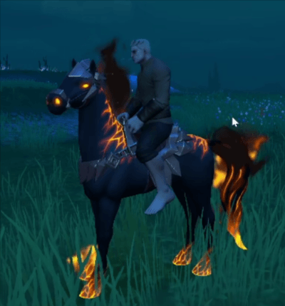 Nightmare horse shaders and particles.