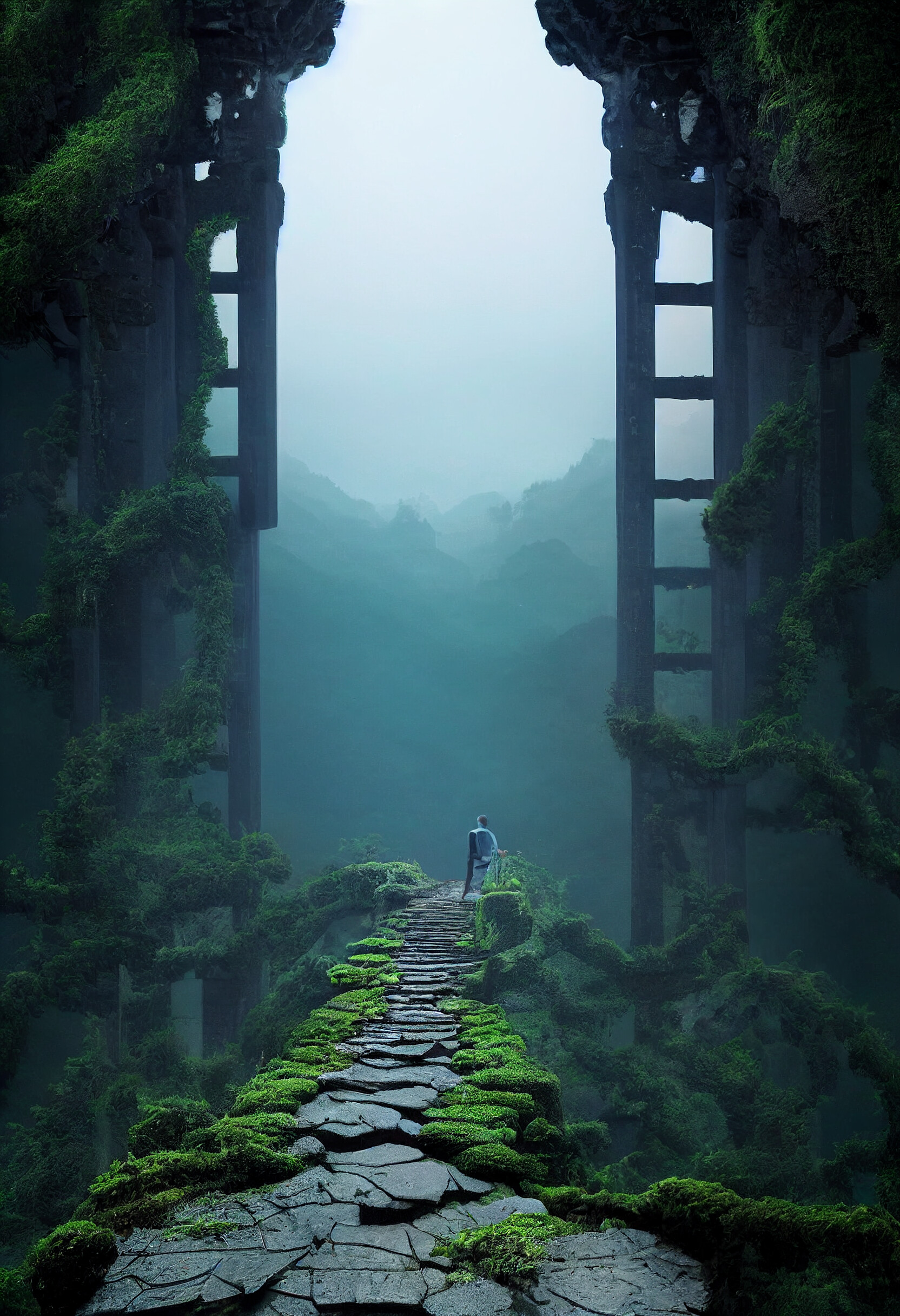 ArtStation A monk traveling to the sacred land. Midjourney