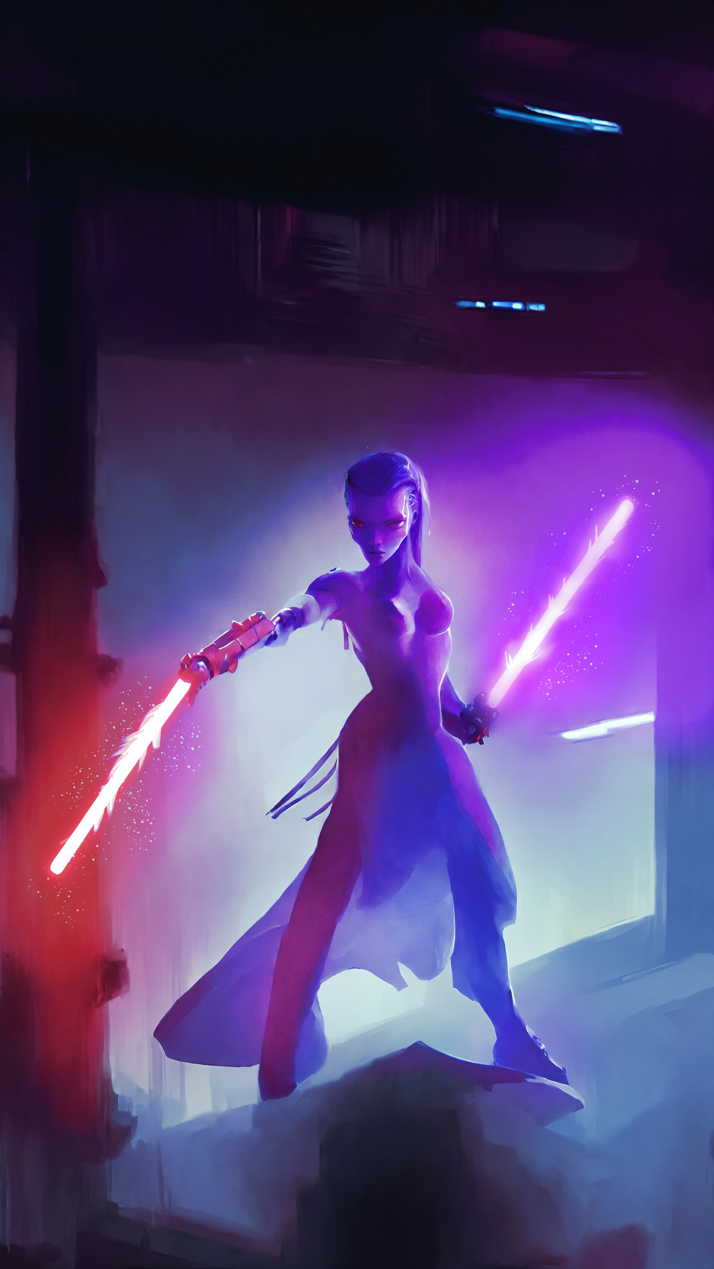 female alien sword dual wielding sword fighter