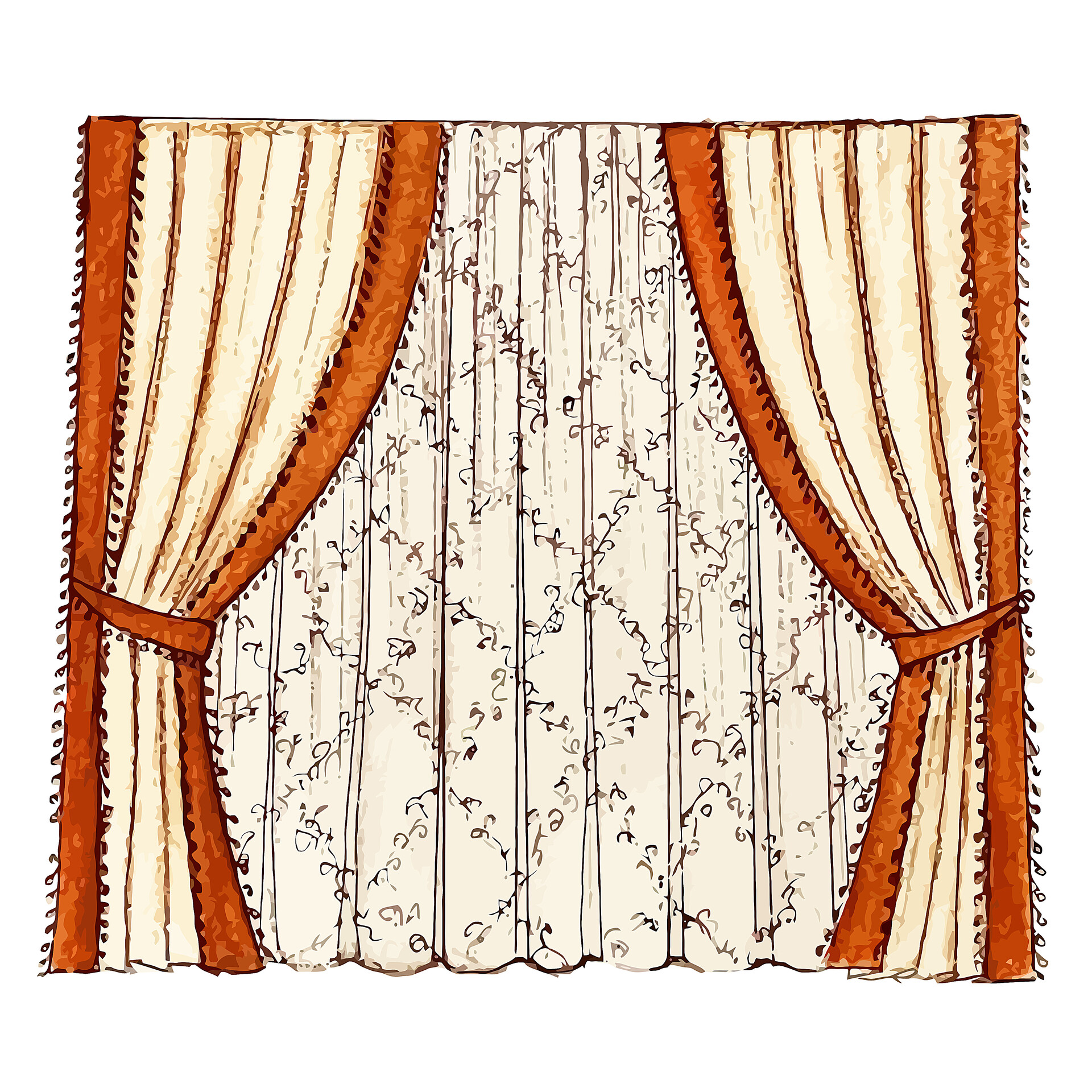 ArtStation Combined curtains in contrasting fabric