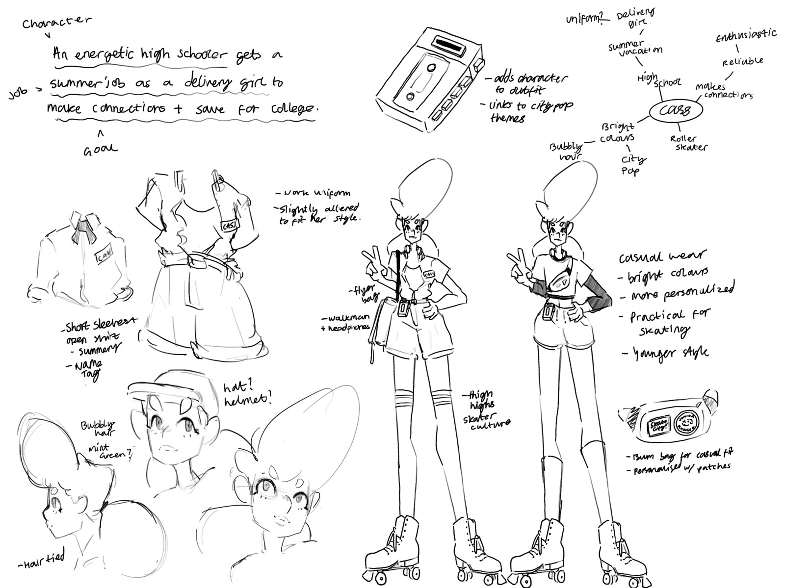 Initial character sketches and ideas.