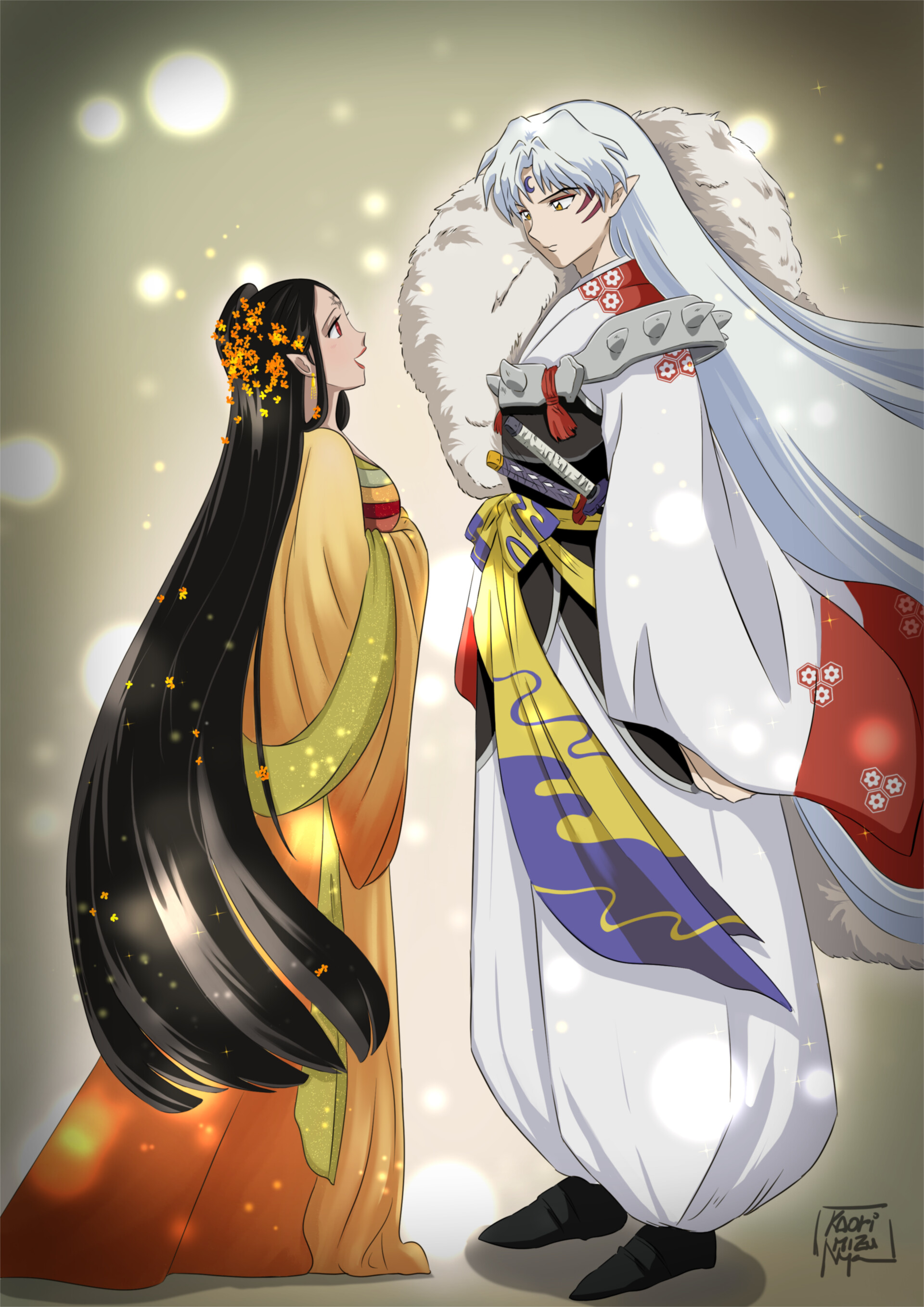 ArtStation - Sesshomaru and OC [Commissions], image size:1920x2716
