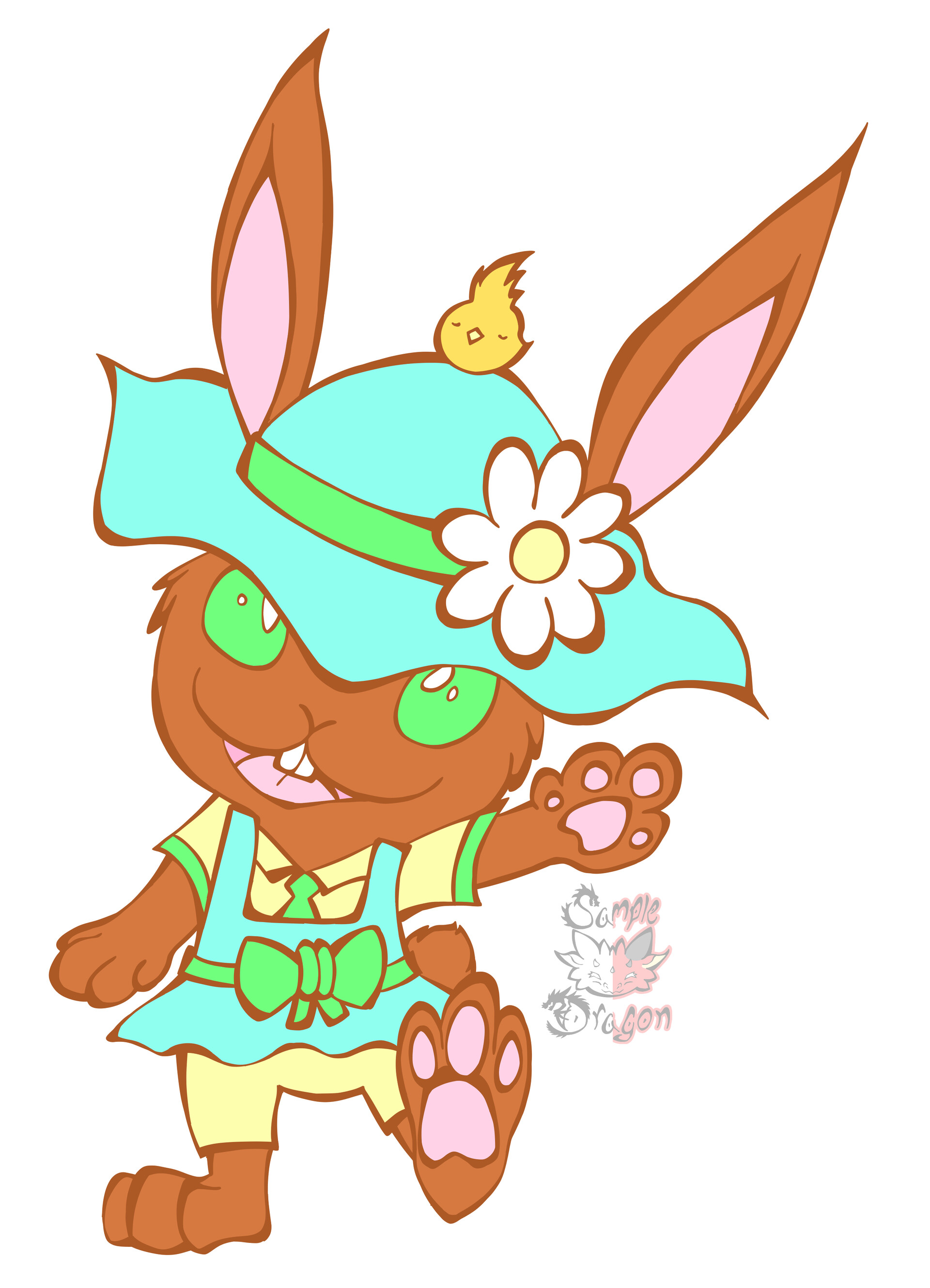 ArtStation - Spring Time Rabbit Coloring Page Free2Use